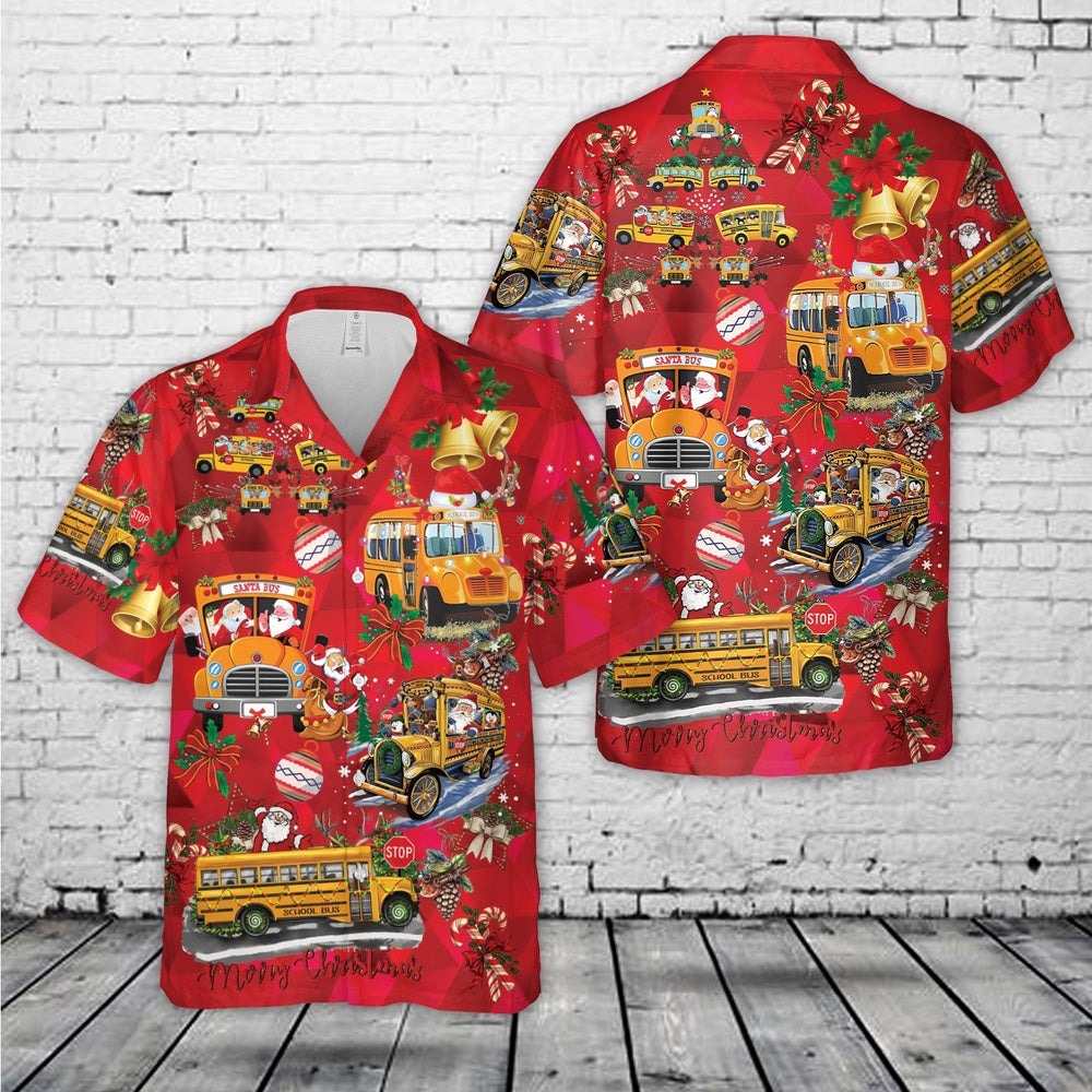 School Bus Driver Christmas Hawaiian Shirt, Xmas Hawaiian Shirts, Christmas Aloha Shirts