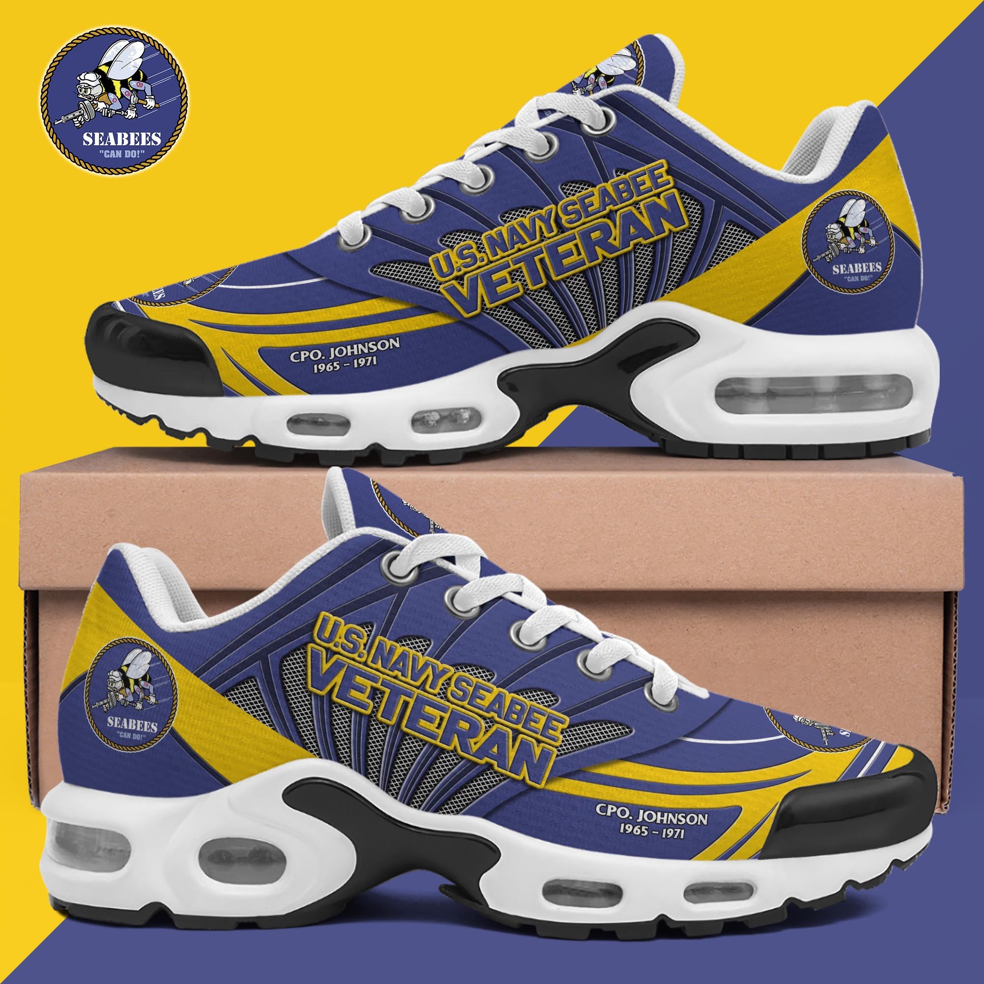 Seabee TN Shoes Custom Name And Year, Military Shoes, Military Gifts PH406