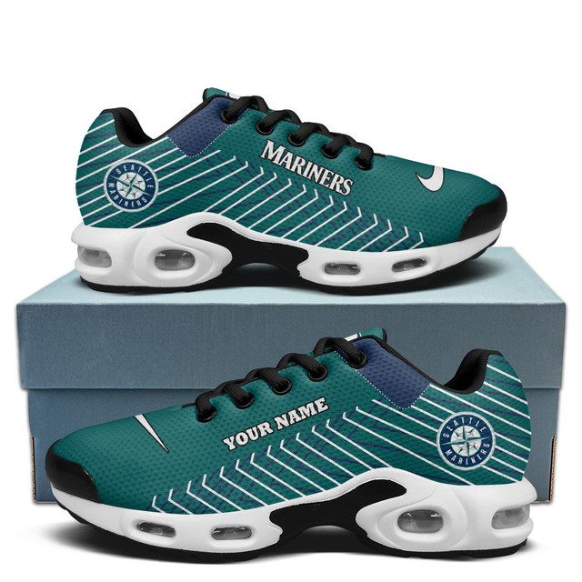 Seattle Mariners Personalized Name Team Colors Jagged Lines TN Air Max Shoes Air Cushion Sneakers