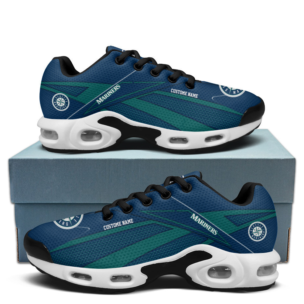 Seattle Mariners Personalized Name Team Colors Supersonic Line Pattern TN Shoes Air Cushion Sneakers