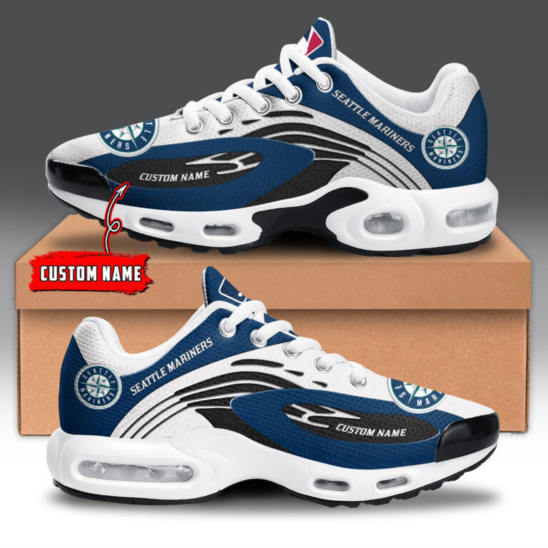 Seattle Mariners Personalized Name Team Logo Mix Colors Wave Line TN Shoes Air Cushion Sneakers