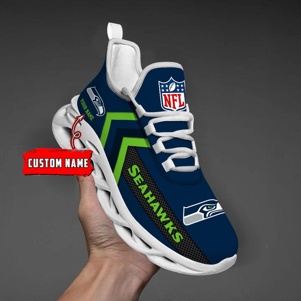 Seattle Seahawks Black Max Soul Shoes 2025 Versions Custom Name 638