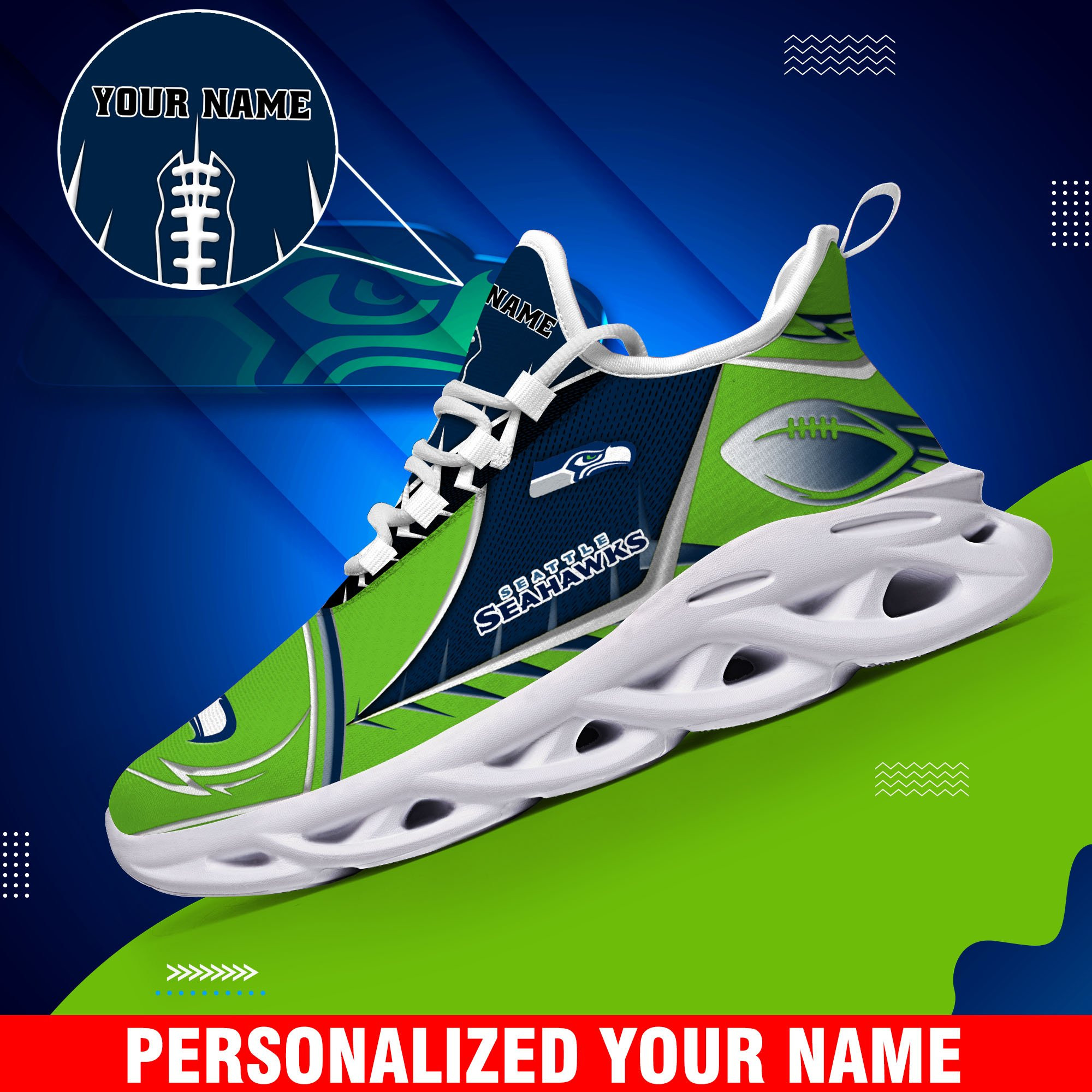 Seattle Seahawks Sport White C Sneakers 2025 Version Personalized Your Name 528