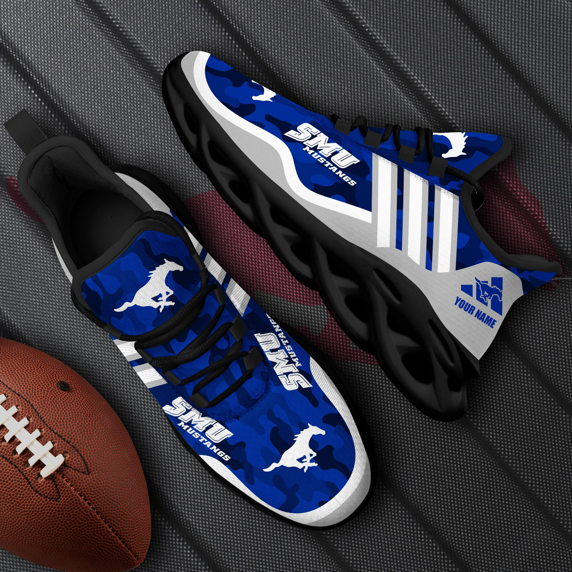 SMU Mustangs Black Max Soul Shoes 2025 Versions Custom Name 466