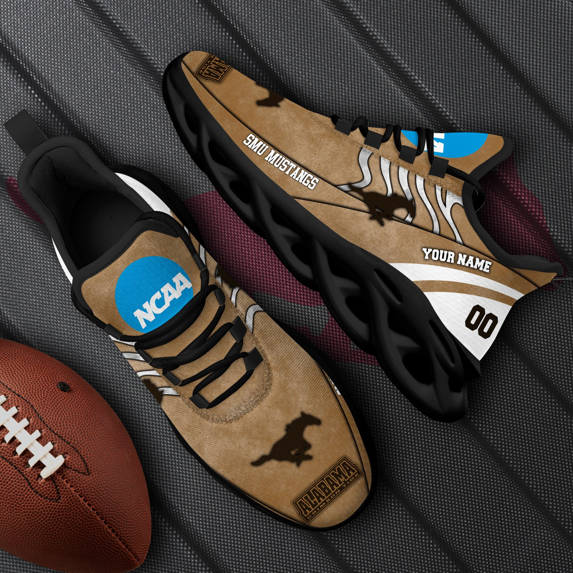 SMU Mustangs Black Max Soul Shoes 2025 Versions Custom Your Name And Number 312