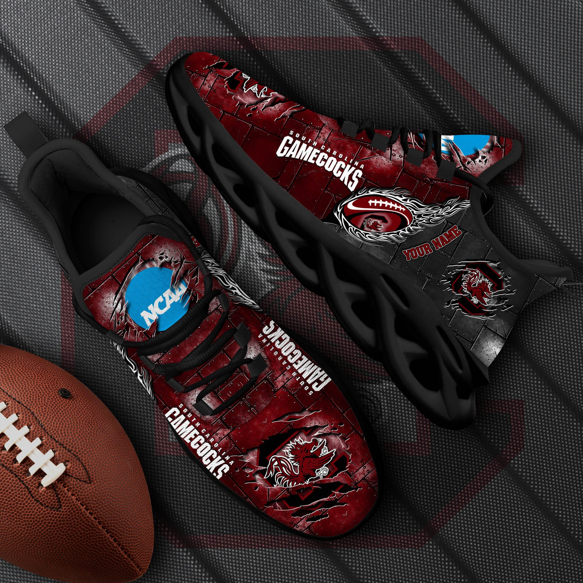 South Carolina Gamecocks Black Max Soul Shoes 2025 Versions, White Max Soul Shoes Custom Your Name PH879