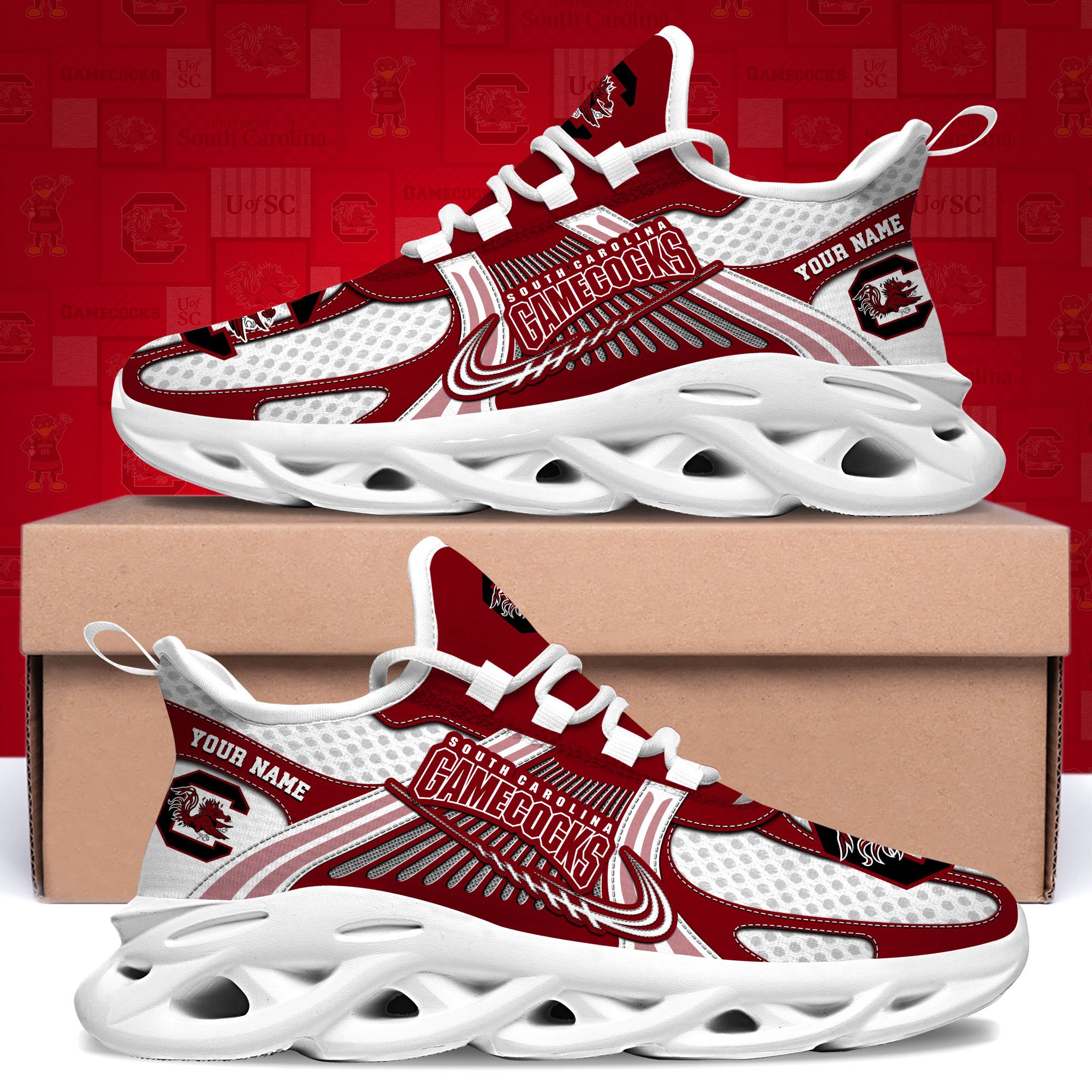 South Carolina Gamecocks Clunky Sneakers Custom Your Name, Sport Sneakers, Sport Gifts For Fan, Gifts For Him