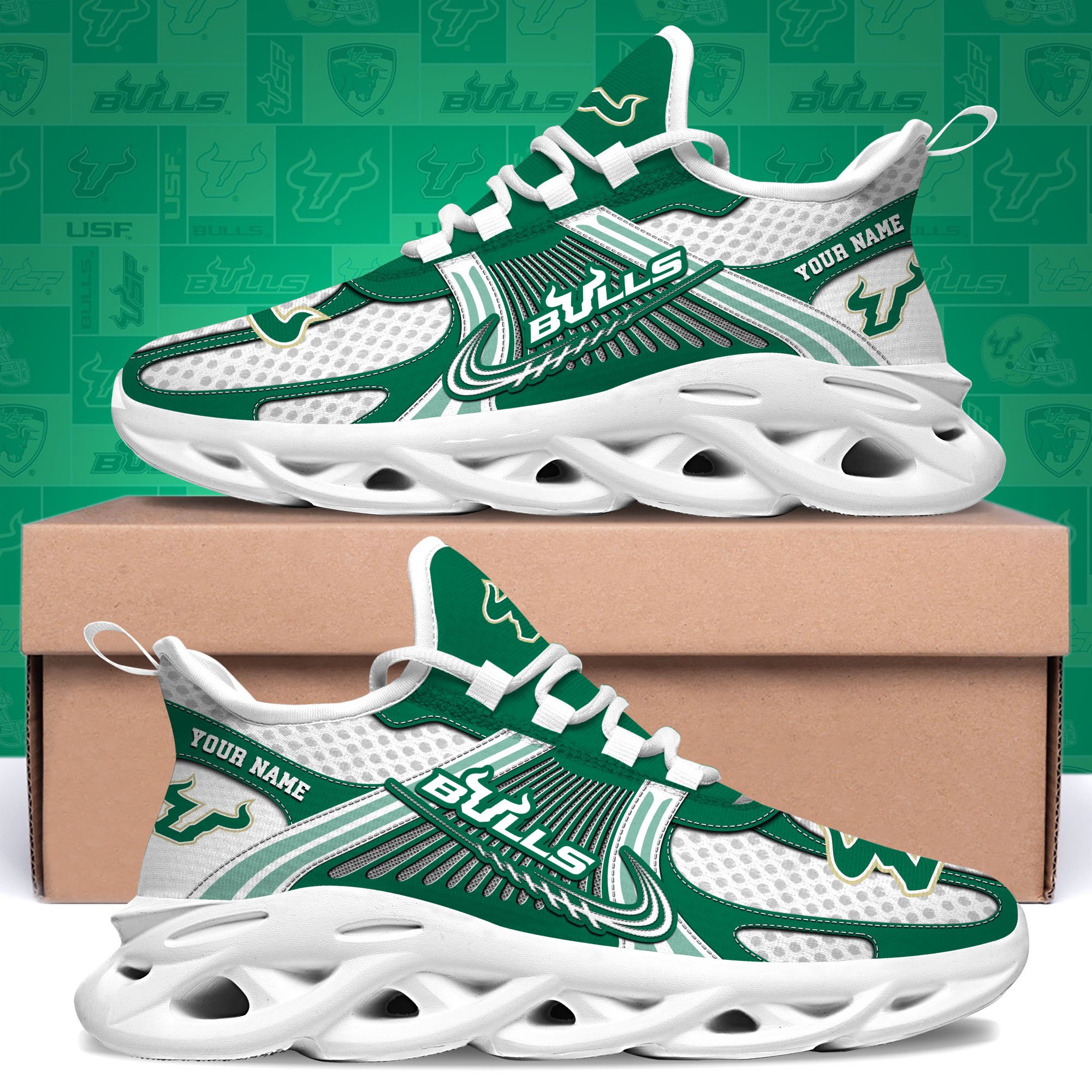 South Florida Bulls Clunky Sneakers Custom Your Name, Sport Sneakers, Sport Gifts For Fan, Gifts For Him