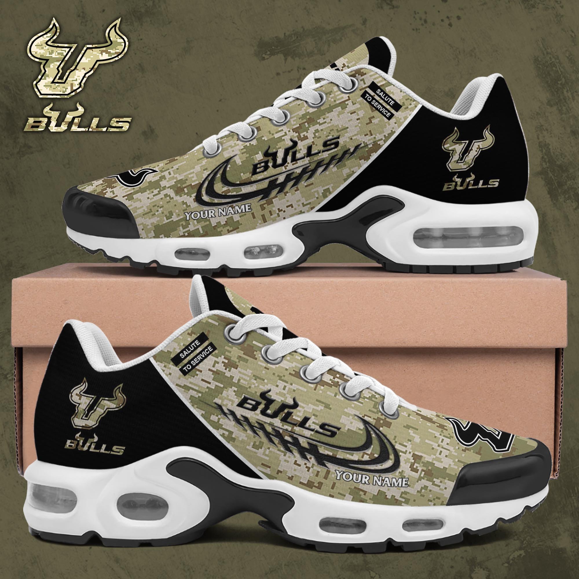 South Florida Bulls TN Shoes 2025 Version Custom Name, Camouflage Shoes, Gifts For Football Lovers PH636