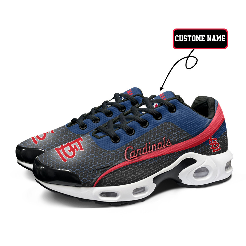 St Louis Cardinals Personalized Name Team Colors Wave Line Beehive Pattern TN Air Max Shoes Air Cushion Sneakers