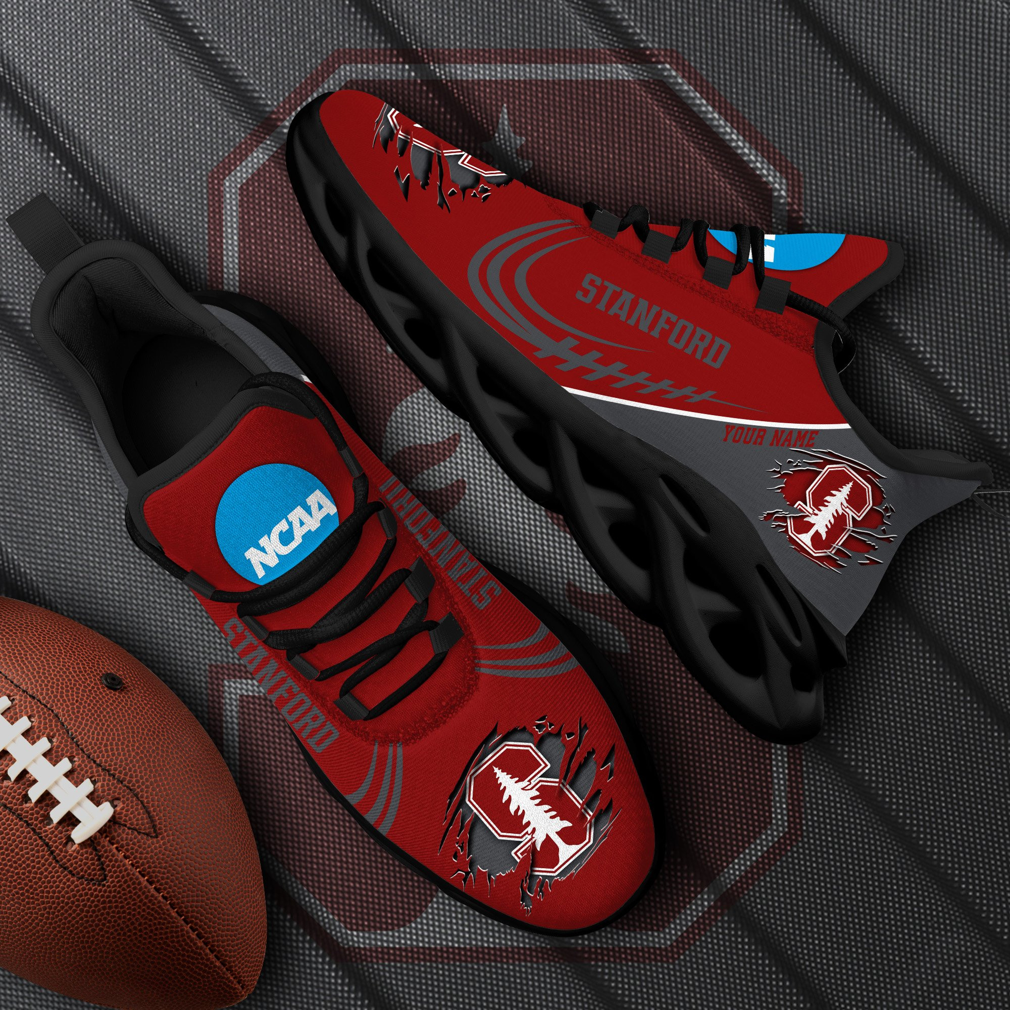 Stanford Cardinal Black Max Soul Shoes 2025 Versions Custom Name 016
