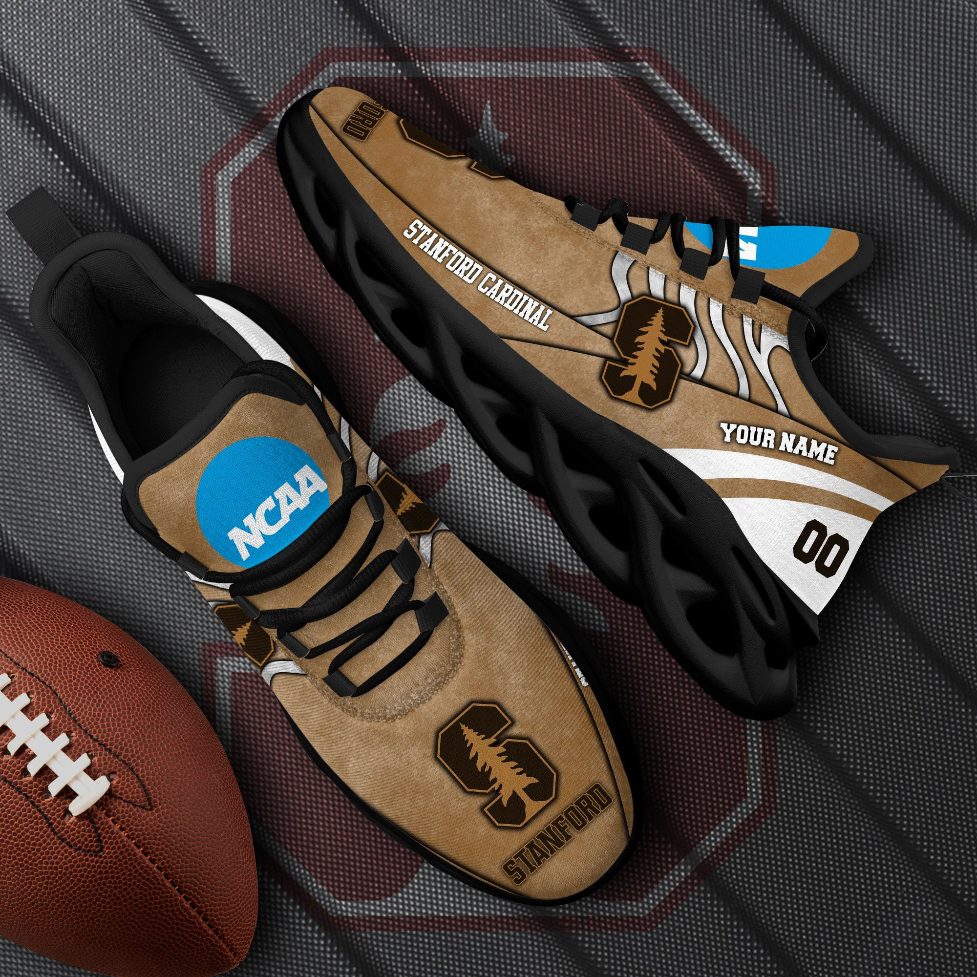 Stanford Cardinal Black Max Soul Shoes 2025 Versions Custom Your Name And Number 312