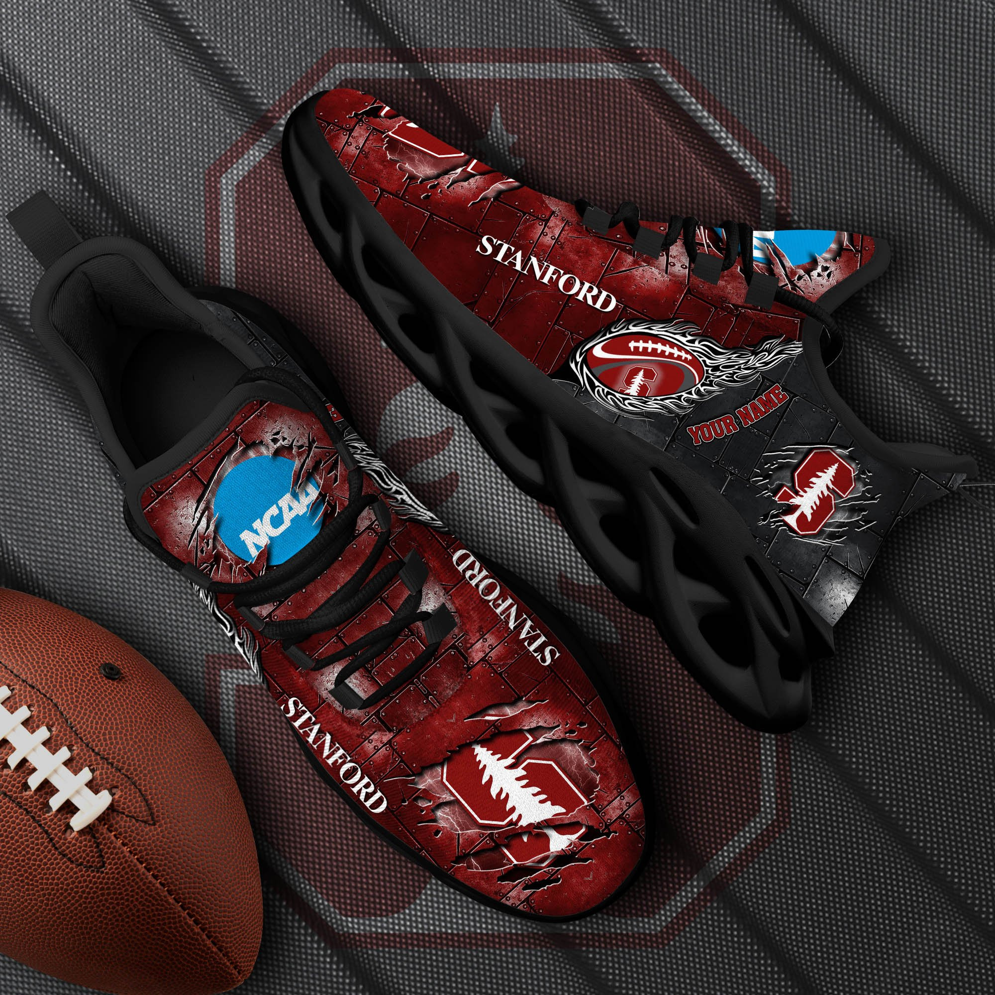 Stanford Cardinal Black Max Soul Shoes 2025 Versions, White Max Soul Shoes Custom Your Name PH879