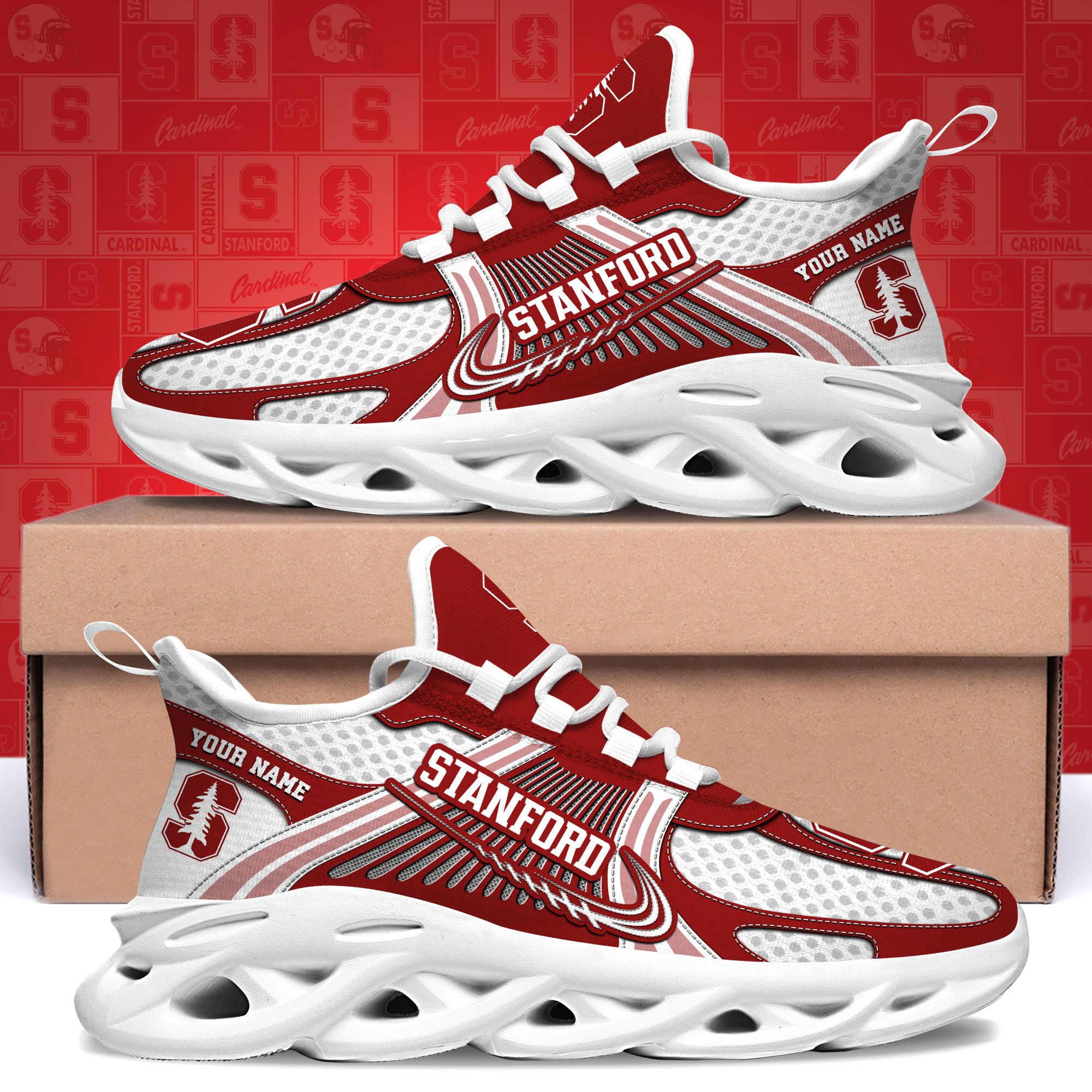 Stanford Cardinal Clunky Sneakers Custom Your Name, Sport Sneakers, Sport Gifts For Fan, Gifts For Him