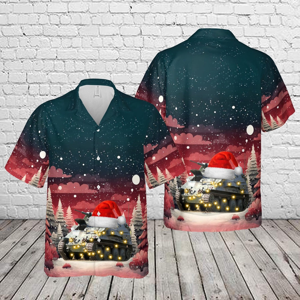 Swedish Army Pansarbandvagn 301 (Pbv 301) Christmas Hawaiian Shirt, Xmas Hawaiian Shirts, Christmas Aloha Shirts
