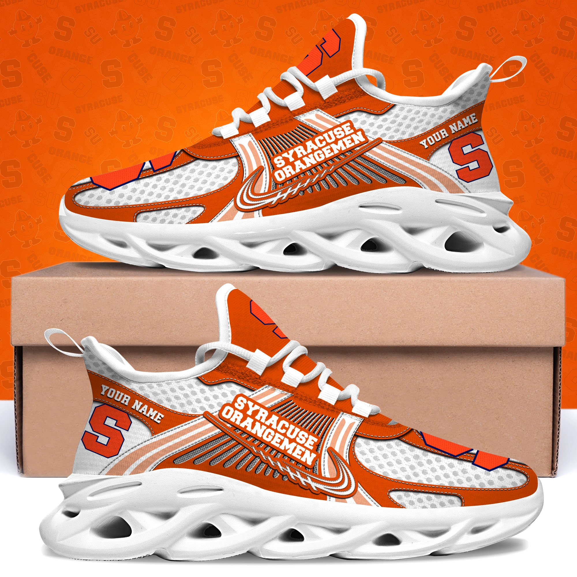 Syracuse Orange Clunky Sneakers Custom Your Name, Sport Sneakers, Sport Gifts For Fan, Gifts For Him