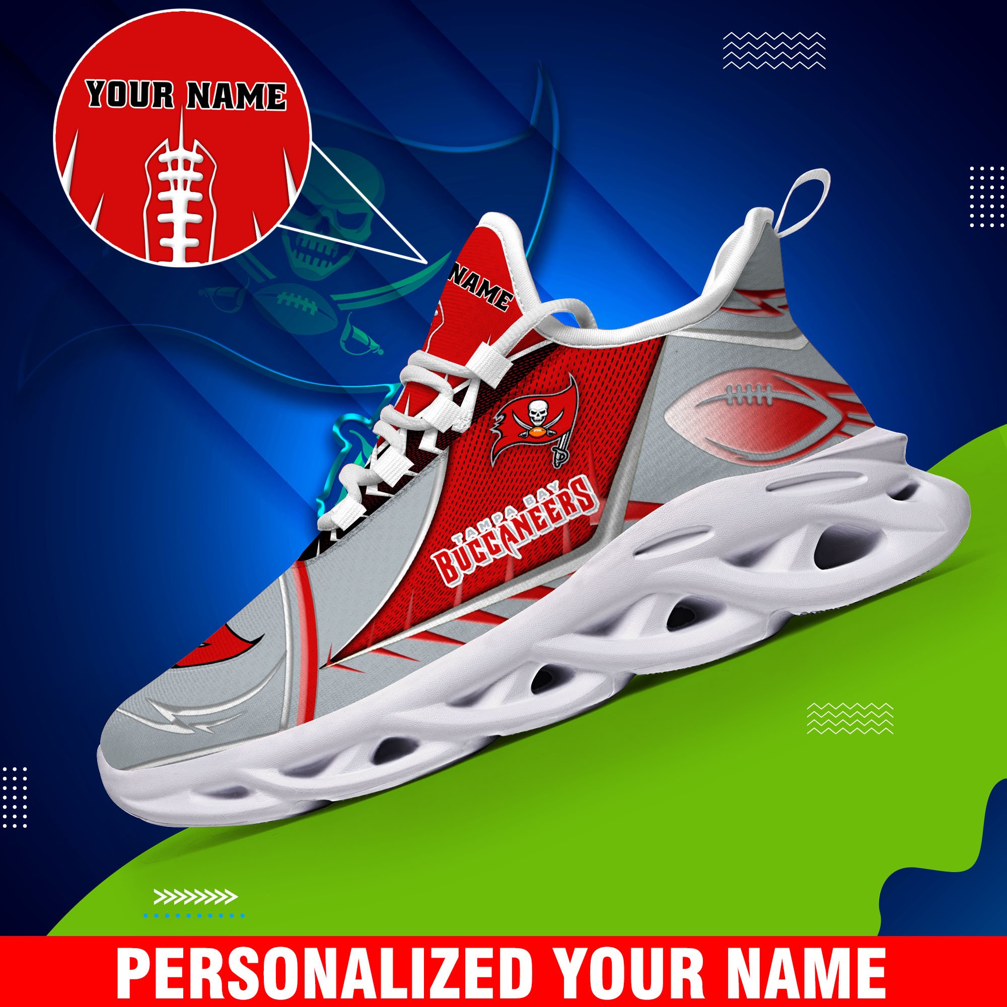 Tampa Bay Buccaneers Sport White C Sneakers 2025 Version Personalized Your Name 528