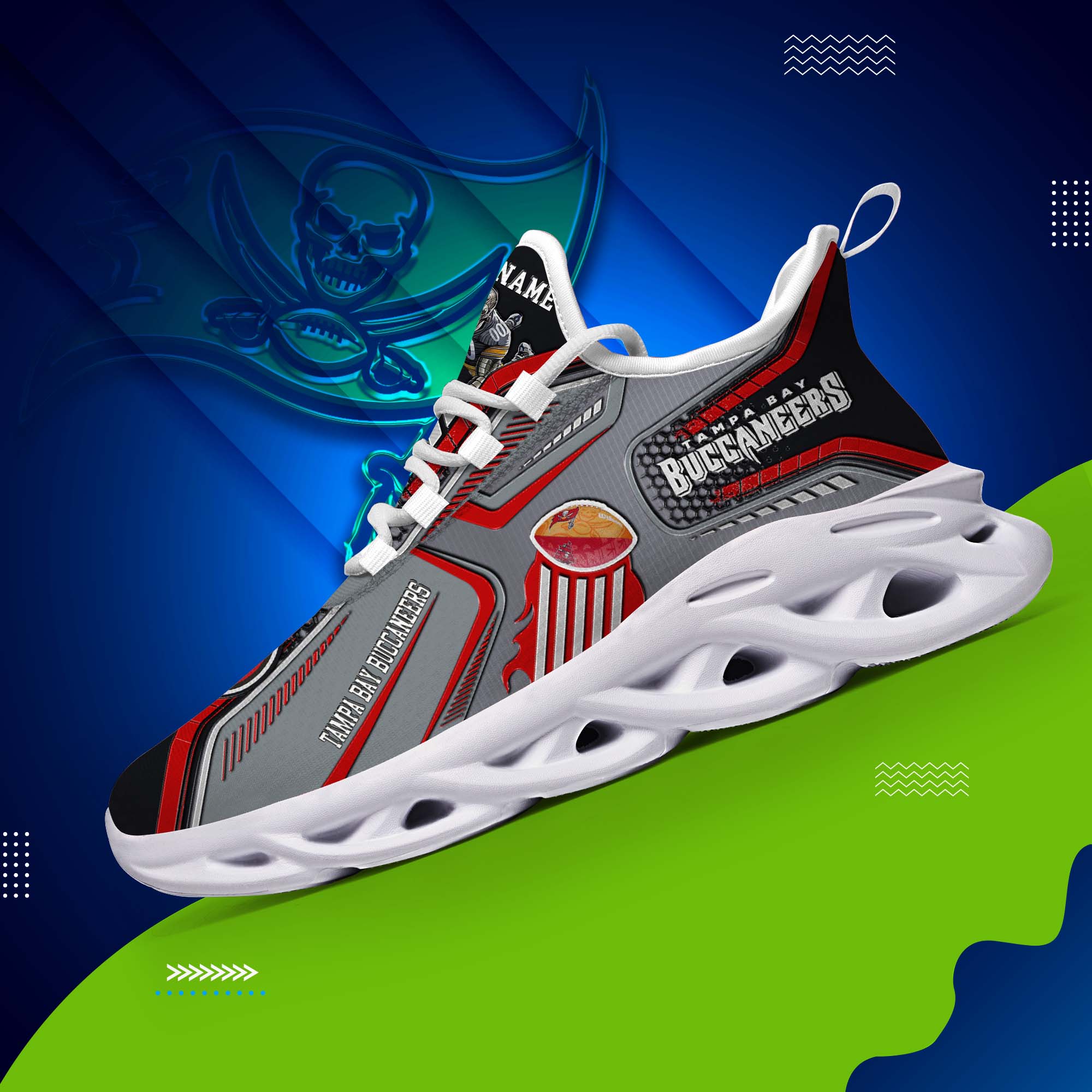Tampa Bay Buccaneers White C Sneakers 2025 Version Personalized Your Name, Sport Sneakers , Sport Gifts PH605