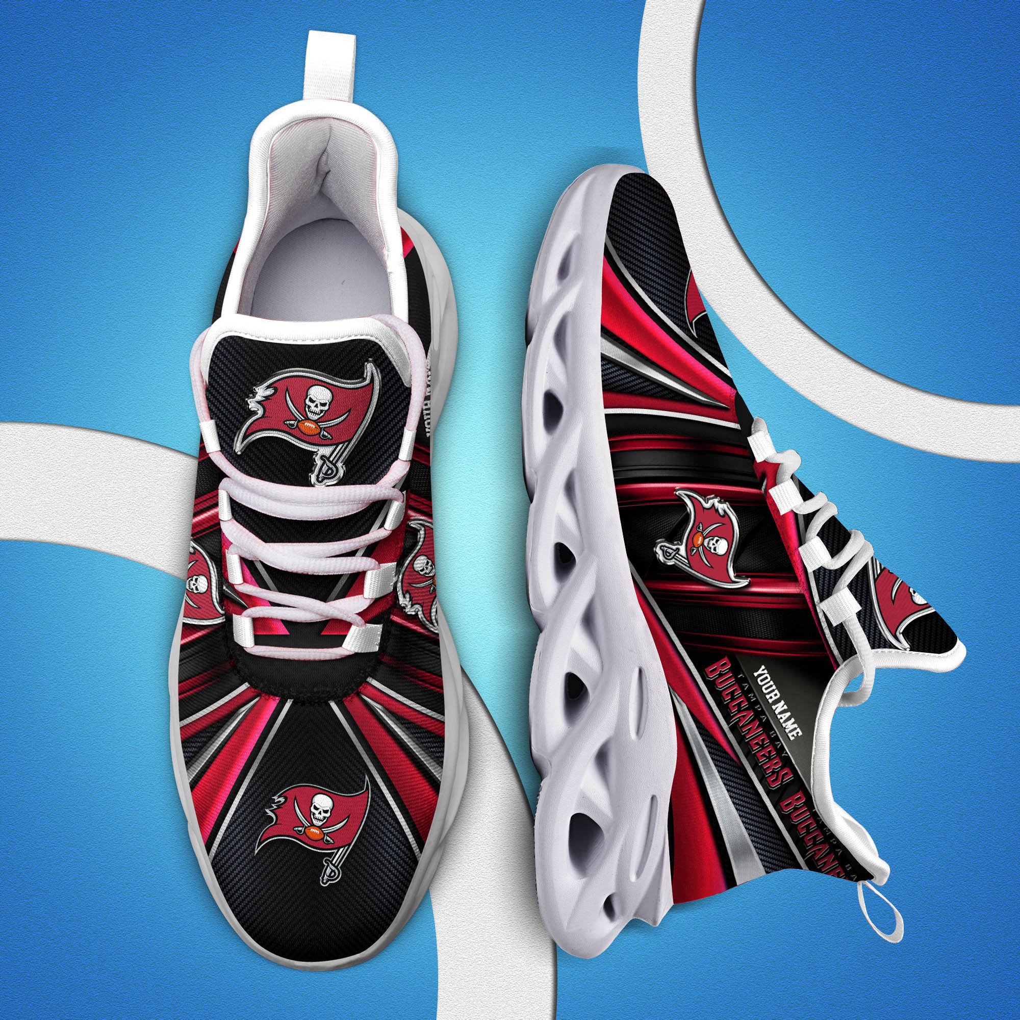Tampa Bay Buccaneers White C Sneakers 2025 Version Personalized Your Name, Sport Team Sneakers, Sport Gifts PH892