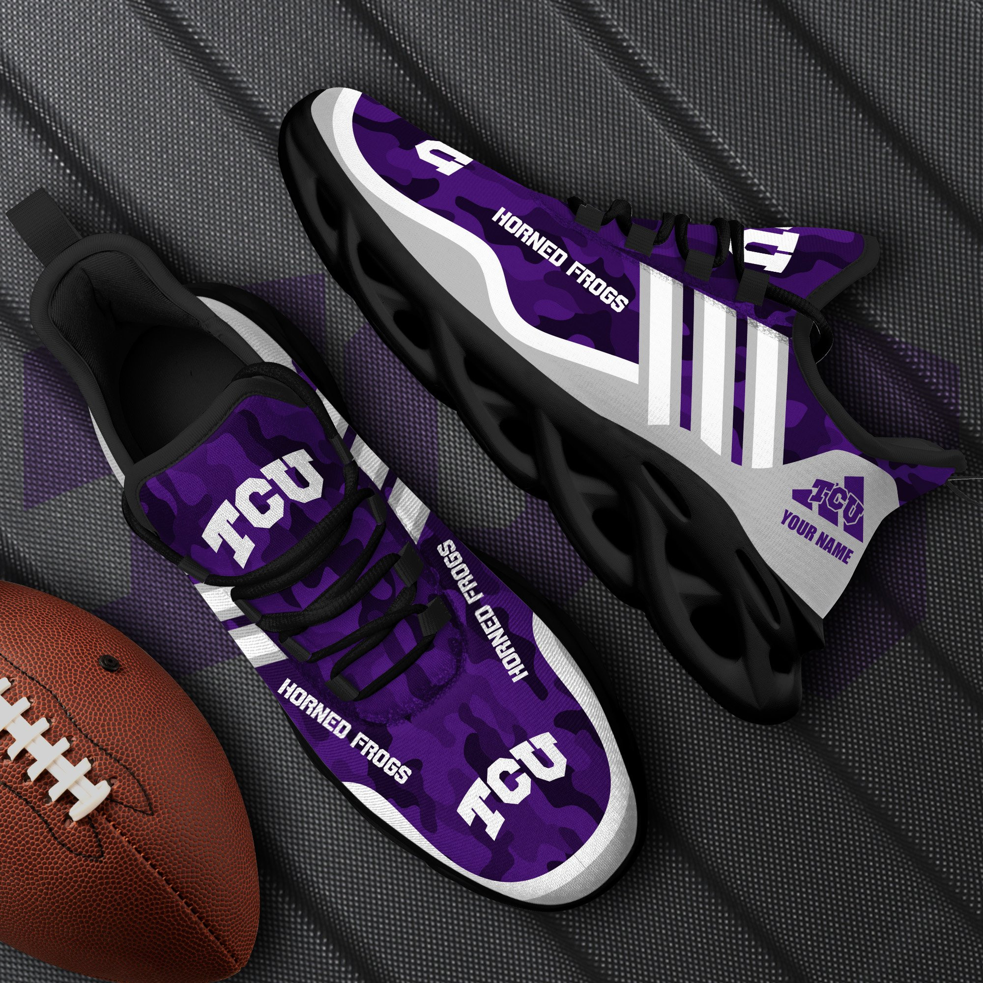 TCU Horned Frogs Black Max Soul Shoes 2025 Versions Custom Name 466