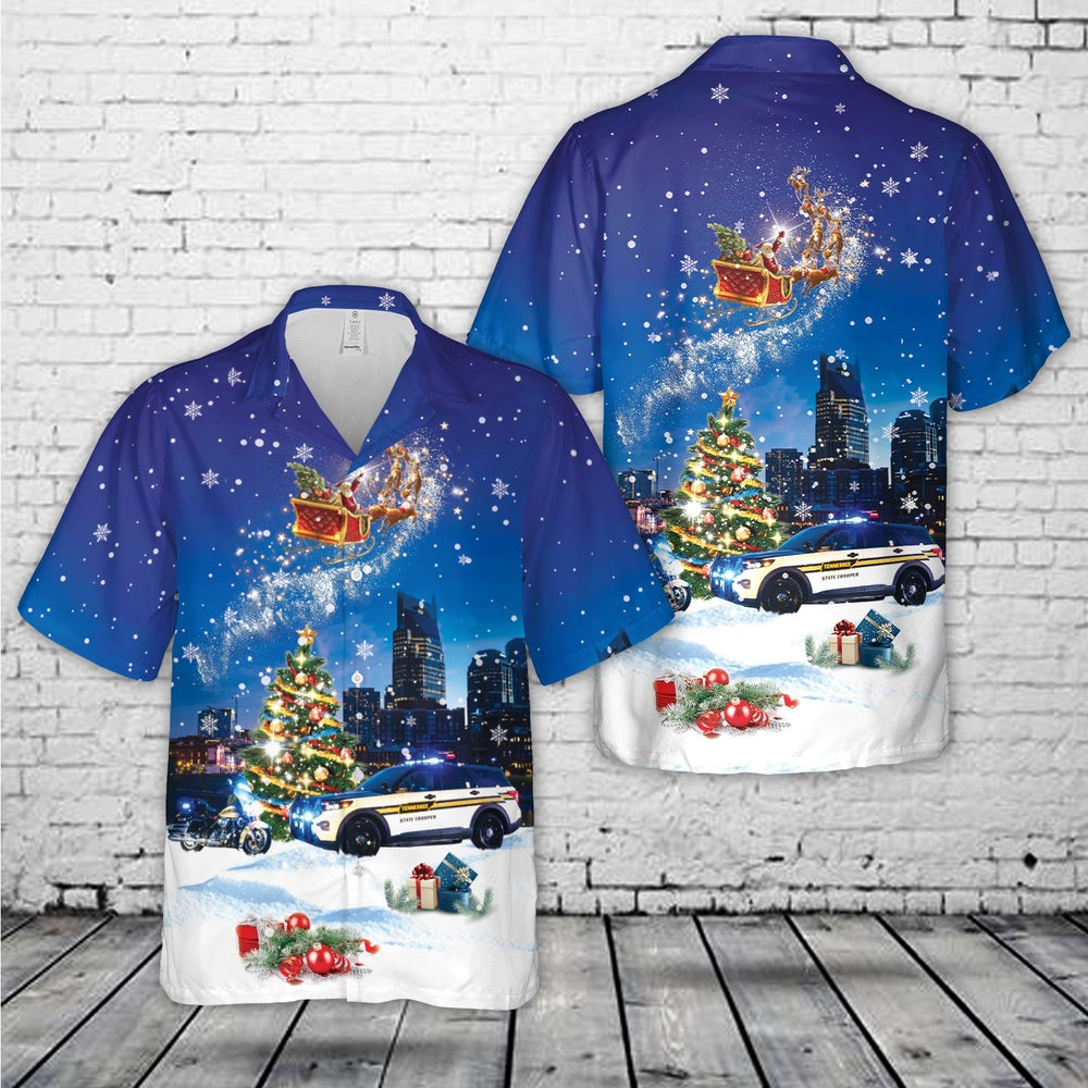 Tennessee Highway Patrol Christmas Hawaiian Shirt, Xmas Hawaiian Shirts, Christmas Aloha Shirts