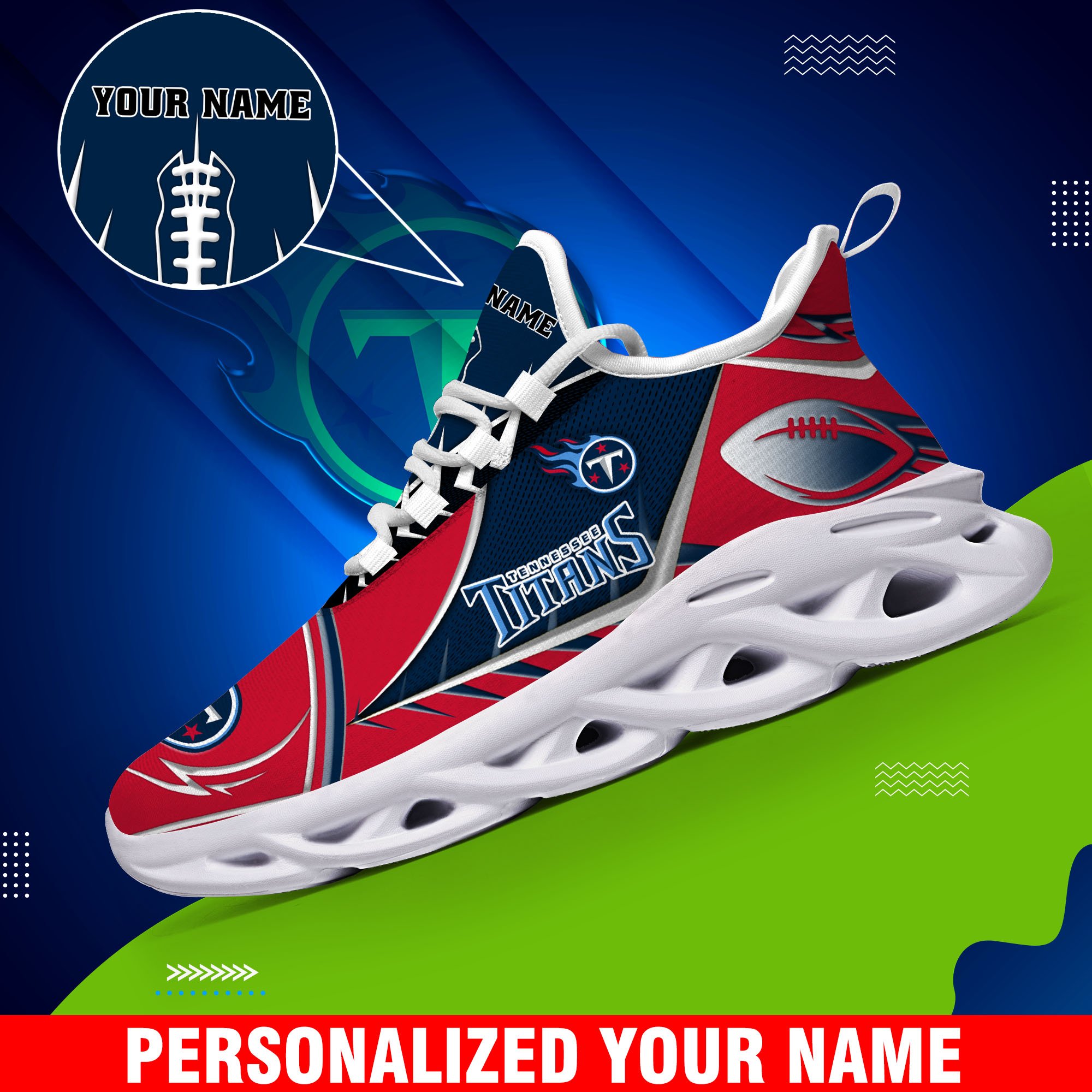 Tennessee Titans Sport White C Sneakers 2025 Version Personalized Your Name 528