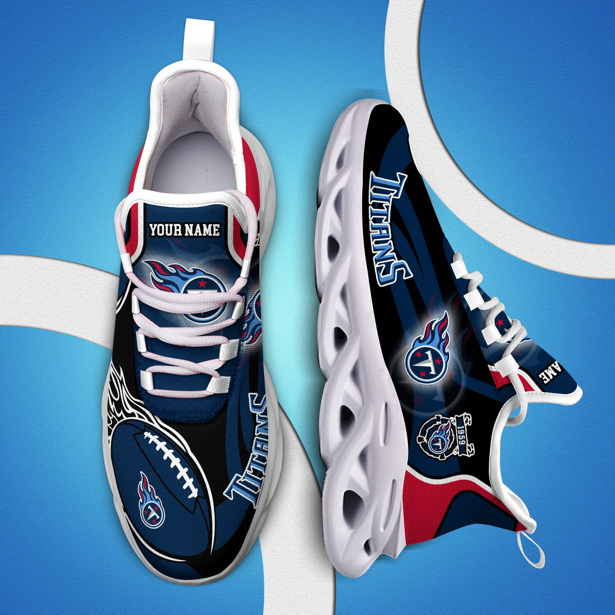 Tennessee Titans White C Sneakers 2025 Version Personalized Your Name 090
