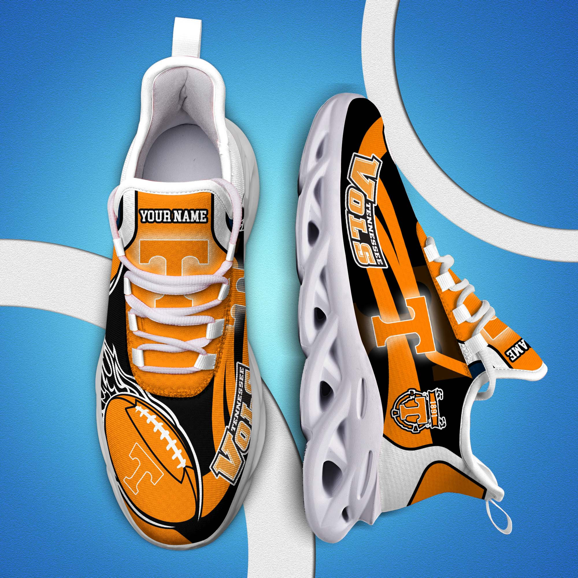 Tennessee Volunteers White C Sneakers 2025 Version Personalized Your Name 090