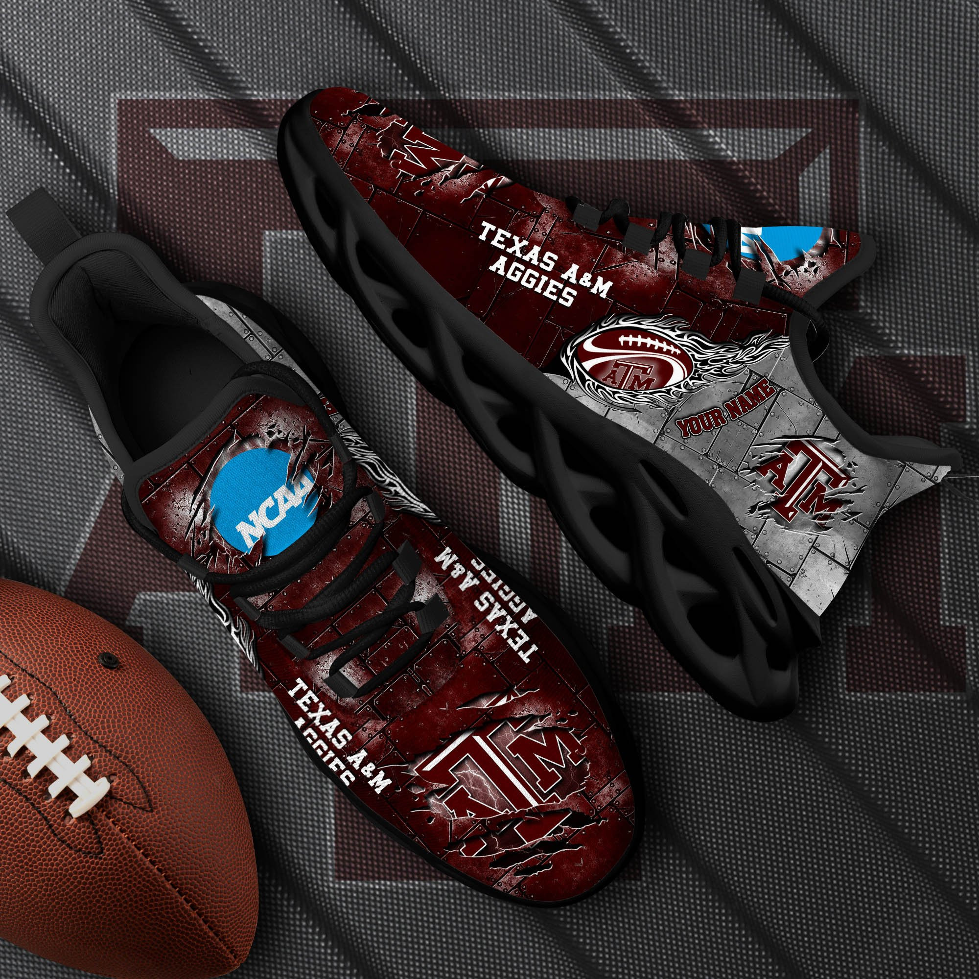 Texas A#038M Aggies Black Max Soul Shoes 2025 Versions, White Max Soul Shoes Custom Your Name PH879