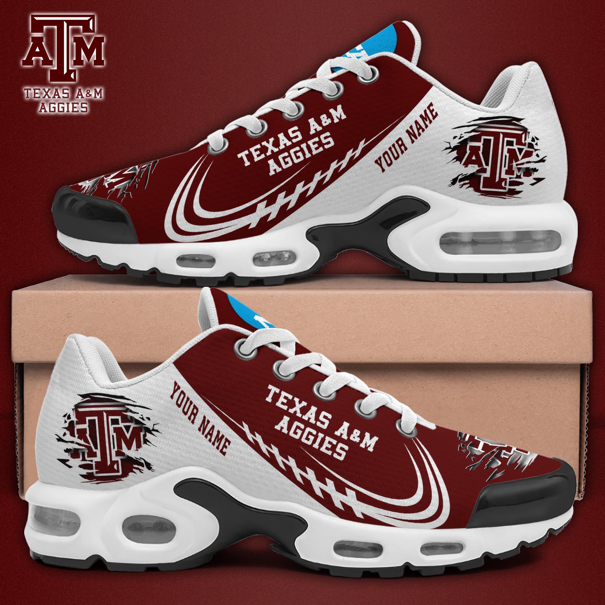 Texas A#038M Aggies TN Shoes 2025 Version Custom Name 