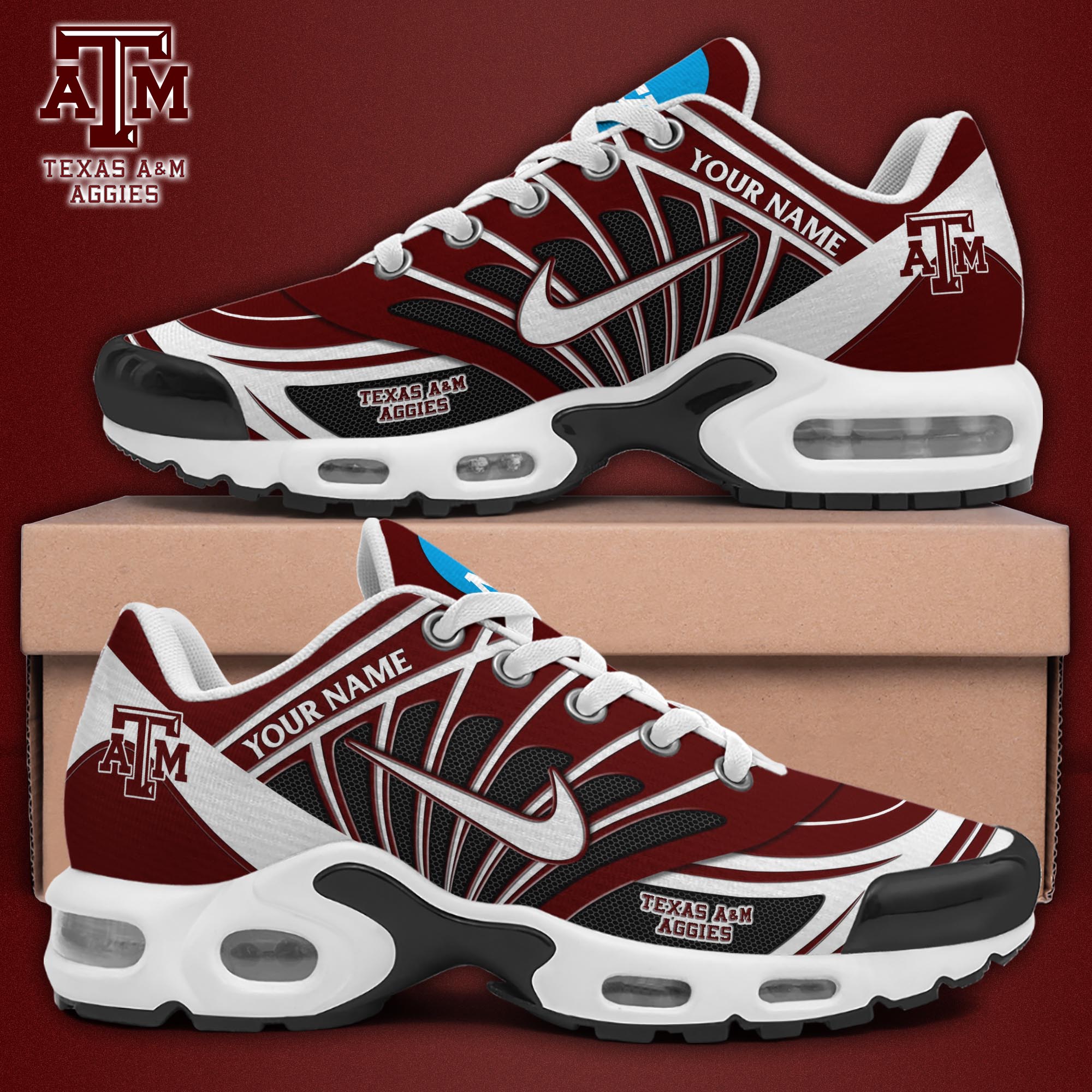 Texas A#038M Aggies TN Shoes 2025 Version Custom Name 