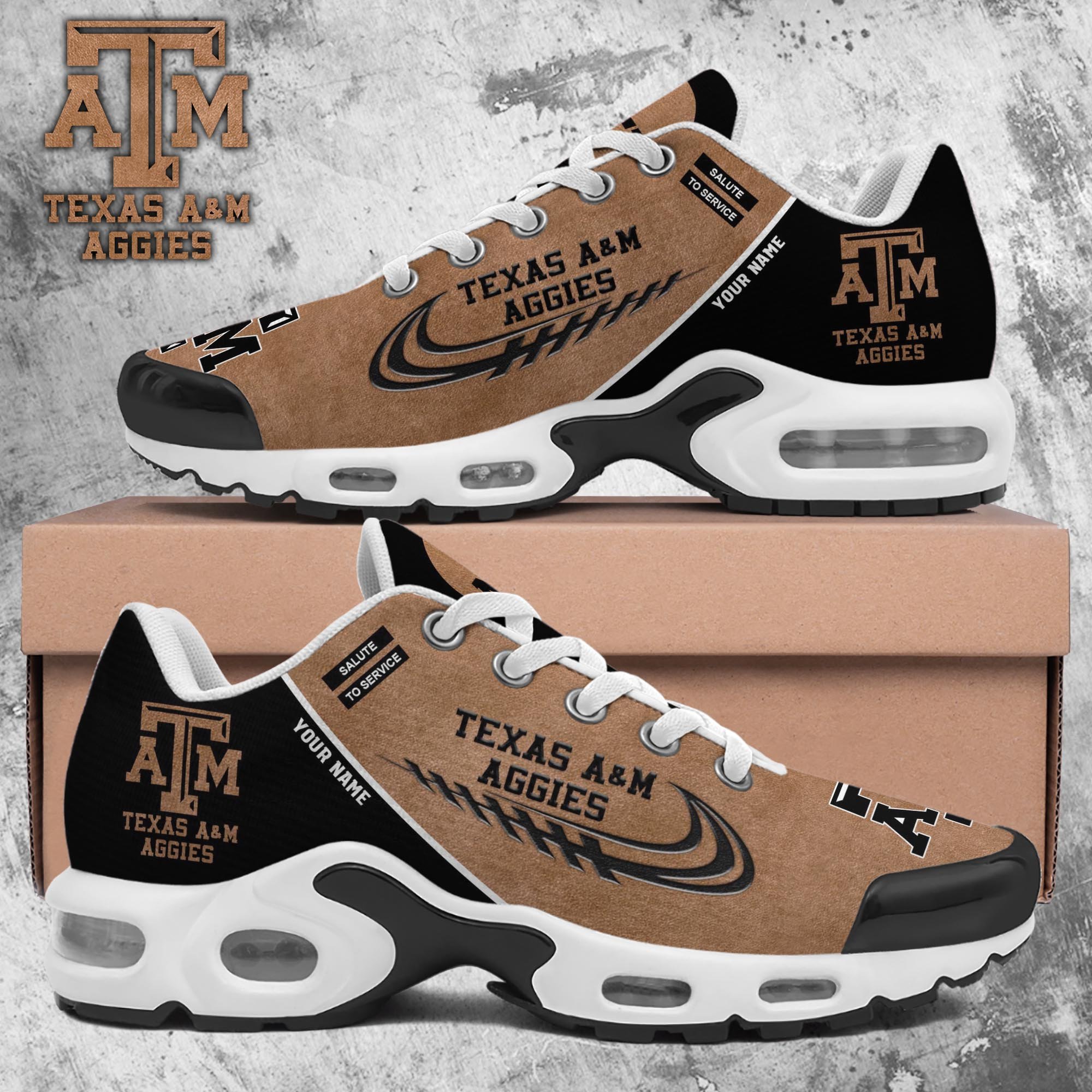 Texas A#038M Aggies TN Shoes 2025 Version Custom Name, Shoes For Football Fans, Fan Gifts PH637