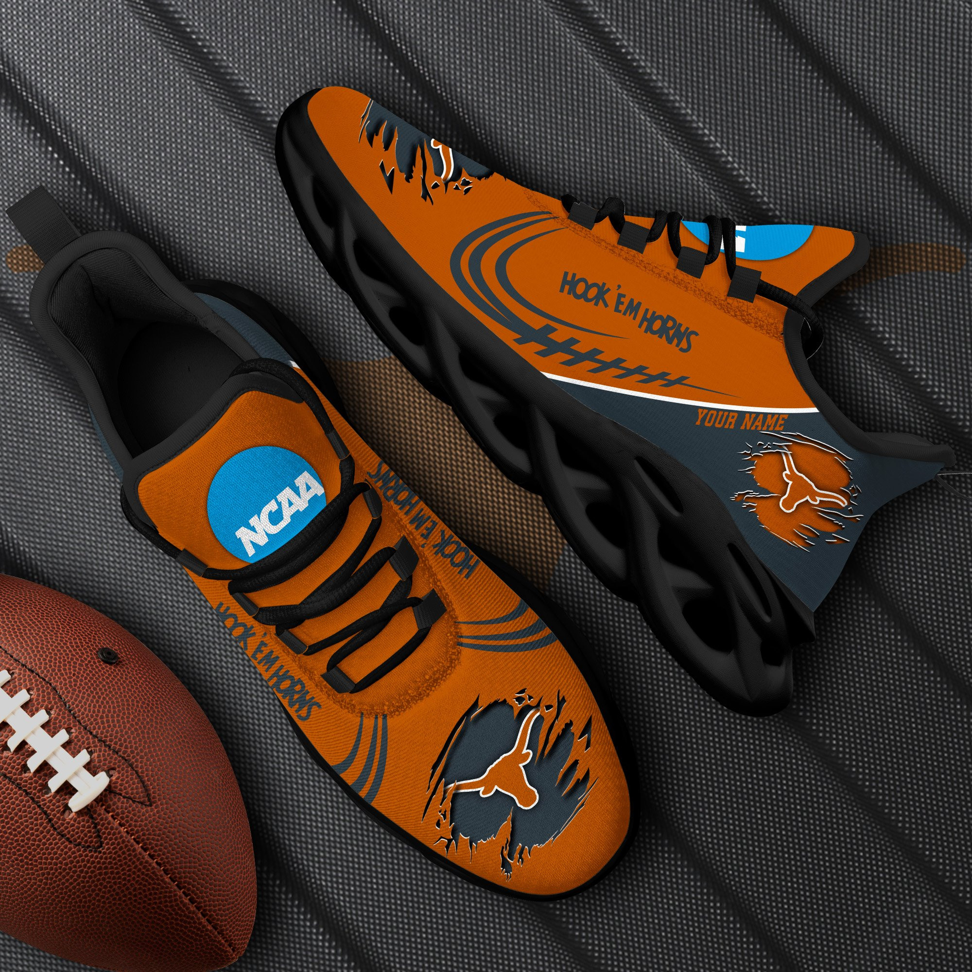Texas Longhorns Black Max Soul Shoes 2025 Versions Custom Name 016