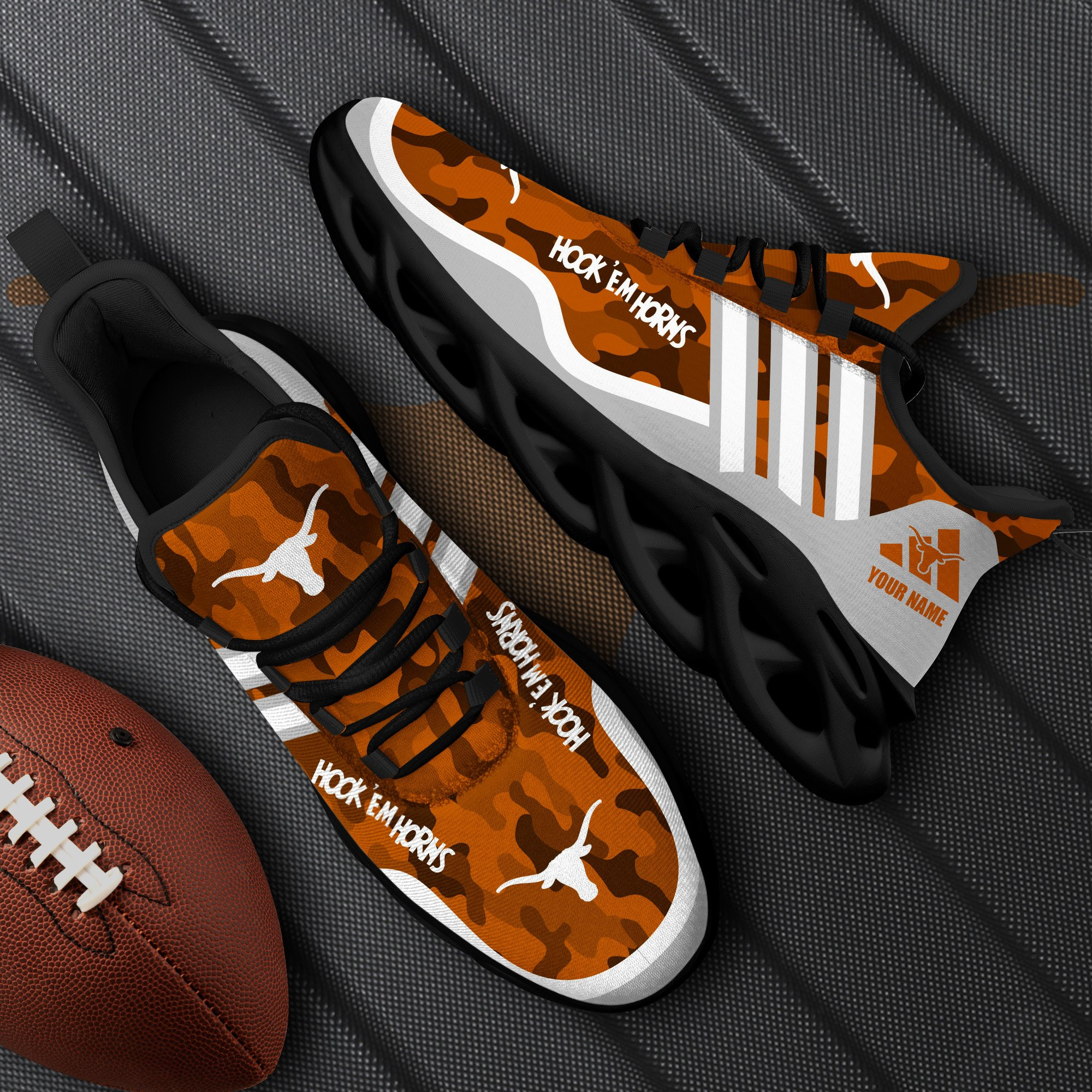 Texas Longhorns Black Max Soul Shoes 2025 Versions Custom Name 466