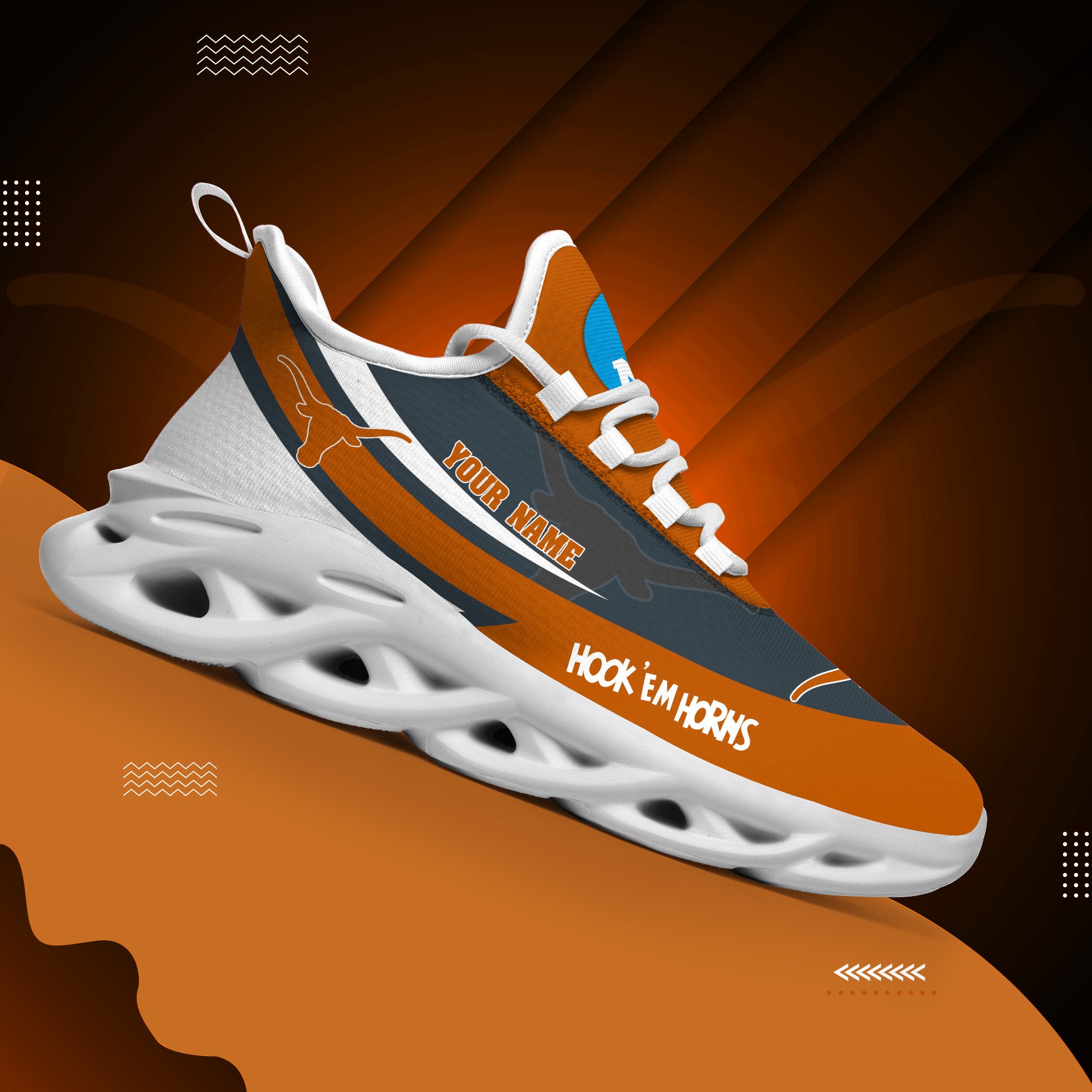 Texas Longhorns White Max Soul Shoes 2025 Versions Custom Your Name, Sports Gift For Fan PH019