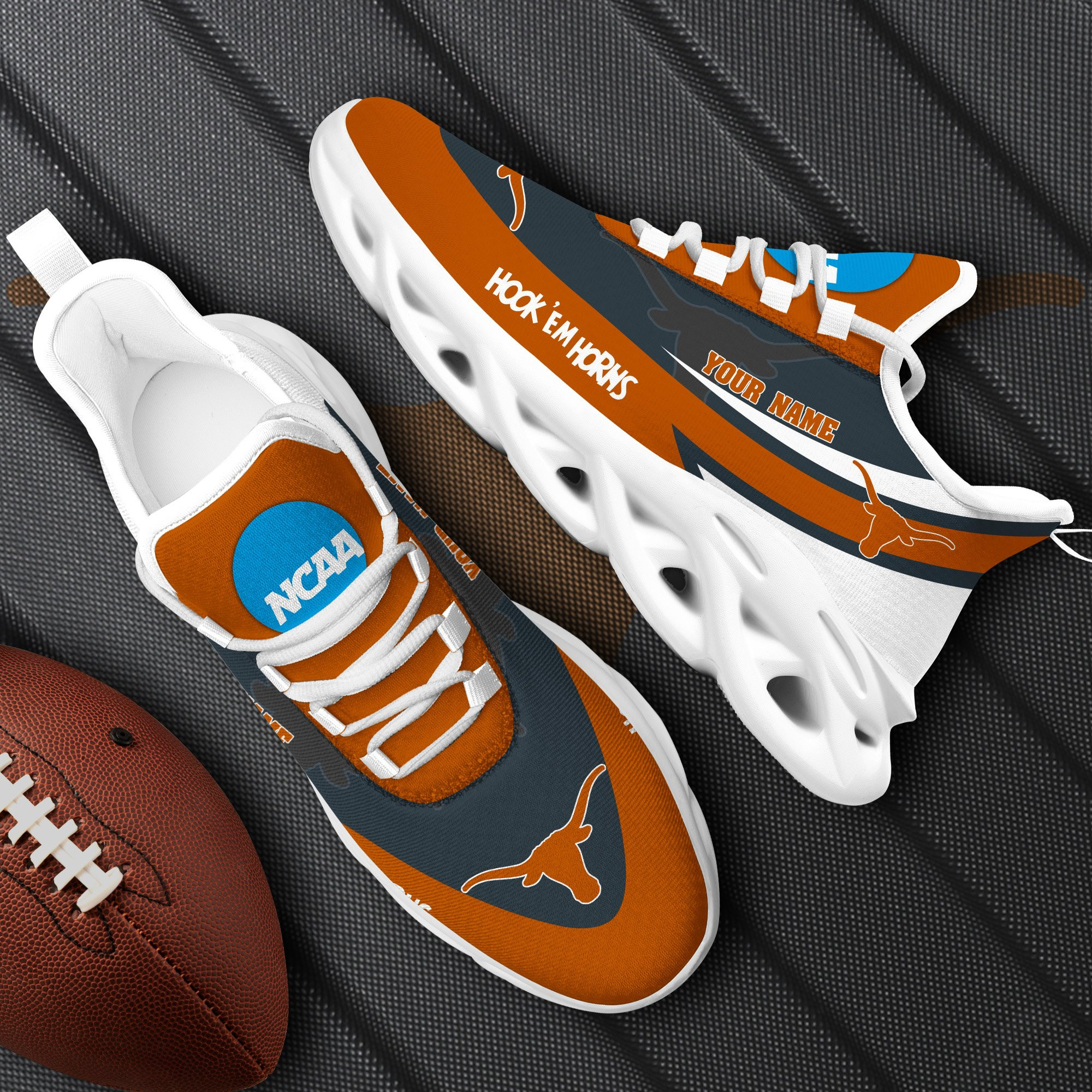 Texas Longhorns White Max Soul Shoes 2025 Versions Custom Your Name, Sports Gift For Fan PH019