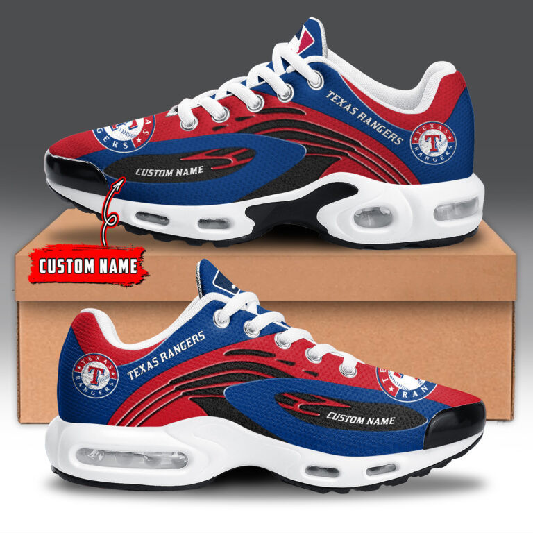 Texas Rangers Personalized Name Team Logo Mix Colors Wave Line TN Shoes Air Cushion Sneakers