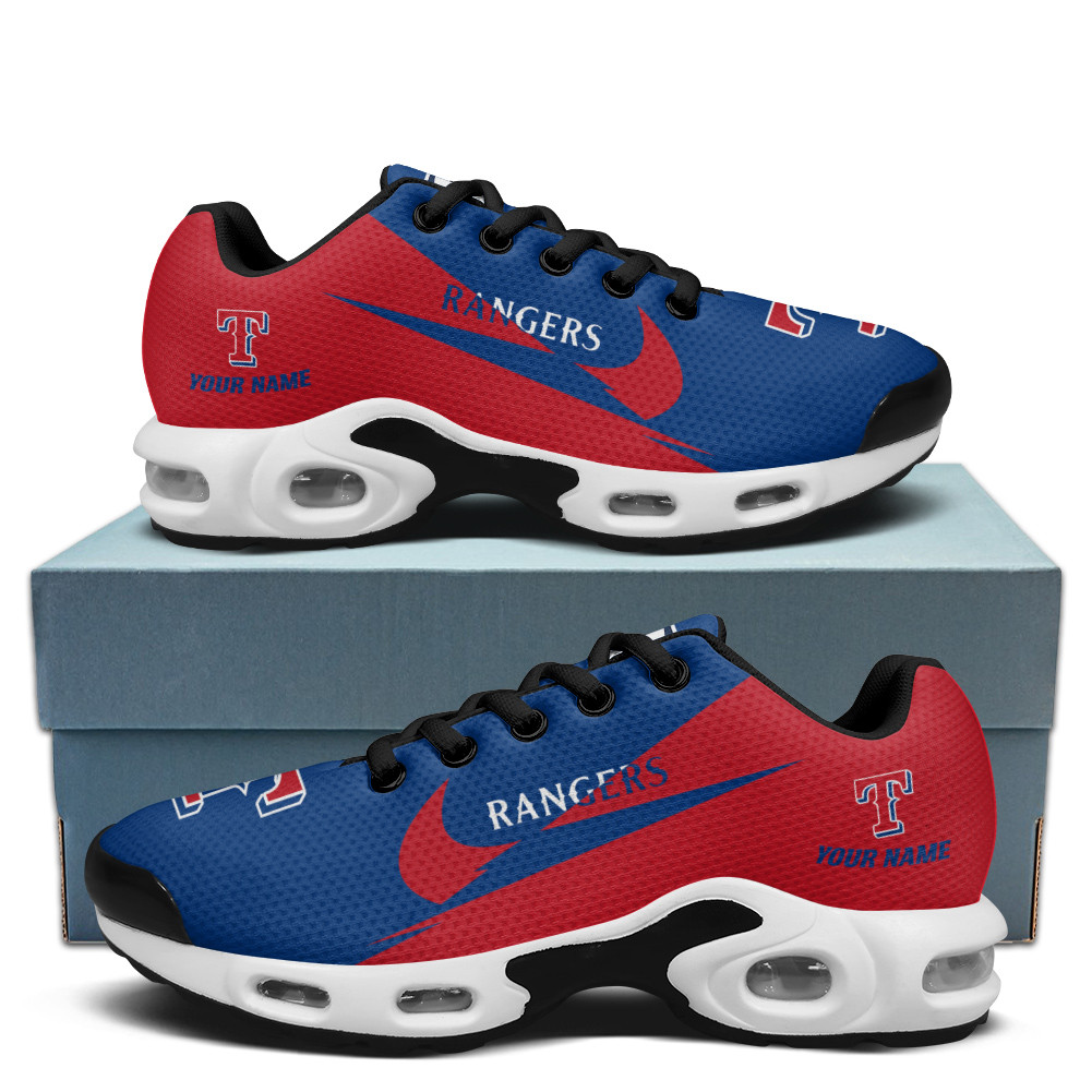 Texas Rangers Personalized Name Team Logo Wings Of God Pattern TN Air Max Shoes Air Cushion Sneakers