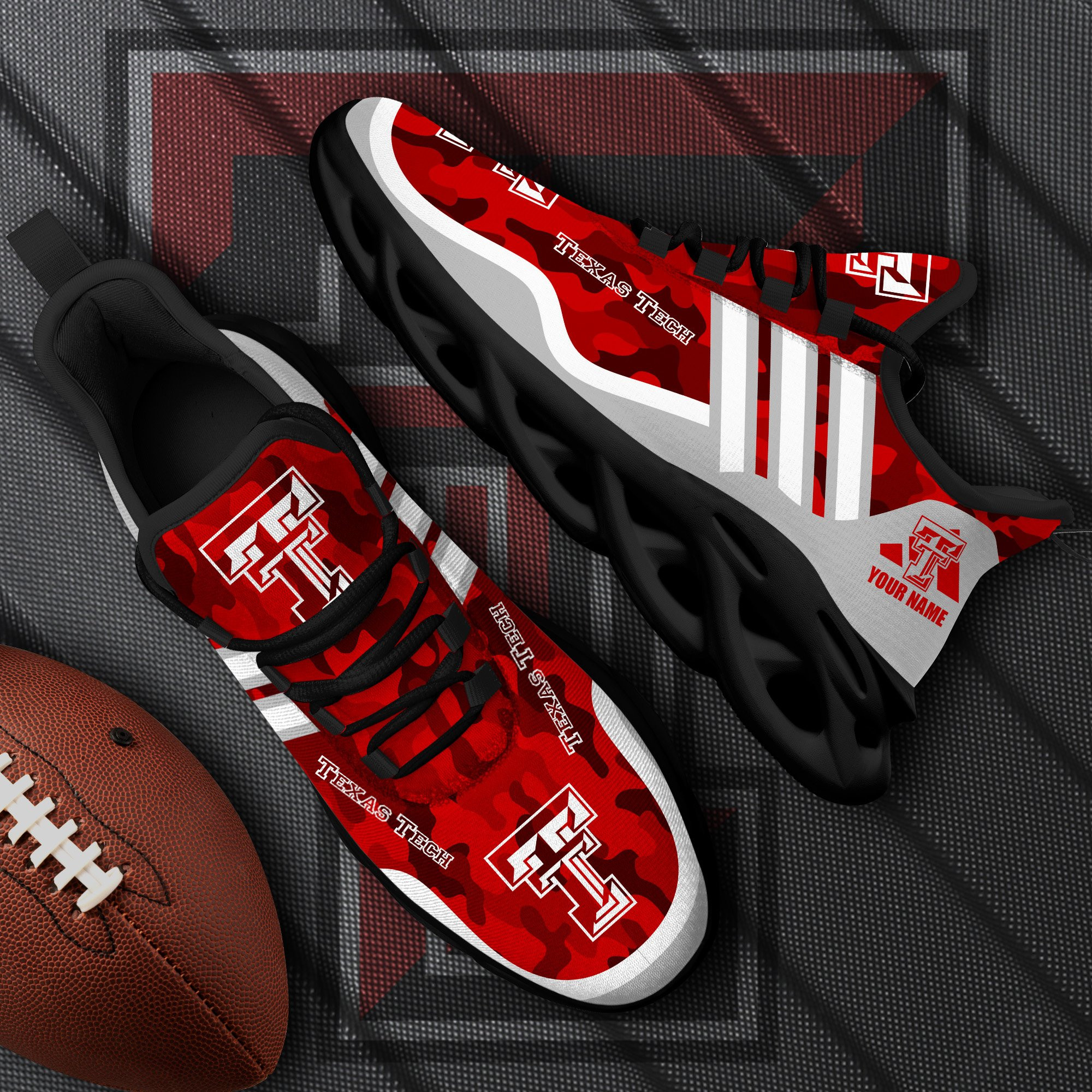 Texas Tech Red Raiders Black Max Soul Shoes 2025 Versions Custom Name 466