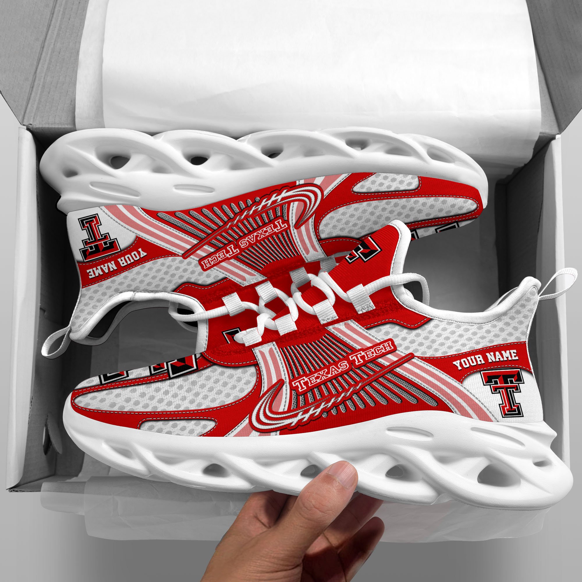 Texas Tech Red Raiders Clunky Sneakers Custom Your Name, Sport Sneakers, Sport Gifts For Fan, Gifts For Him