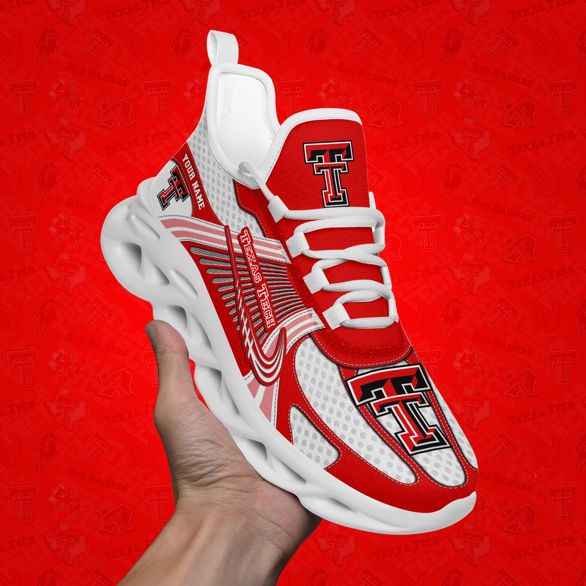 Texas Tech Red Raiders Clunky Sneakers Custom Your Name, Sport Sneakers, Sport Gifts For Fan, Gifts For Him