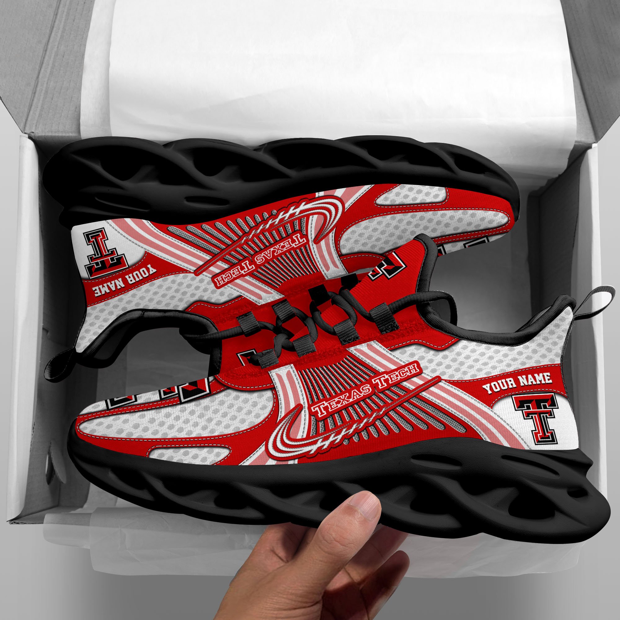 Texas Tech Red Raiders Clunky Sneakers Custom Your Name, Sport Sneakers, Sport Gifts For Fan, Gifts For Him