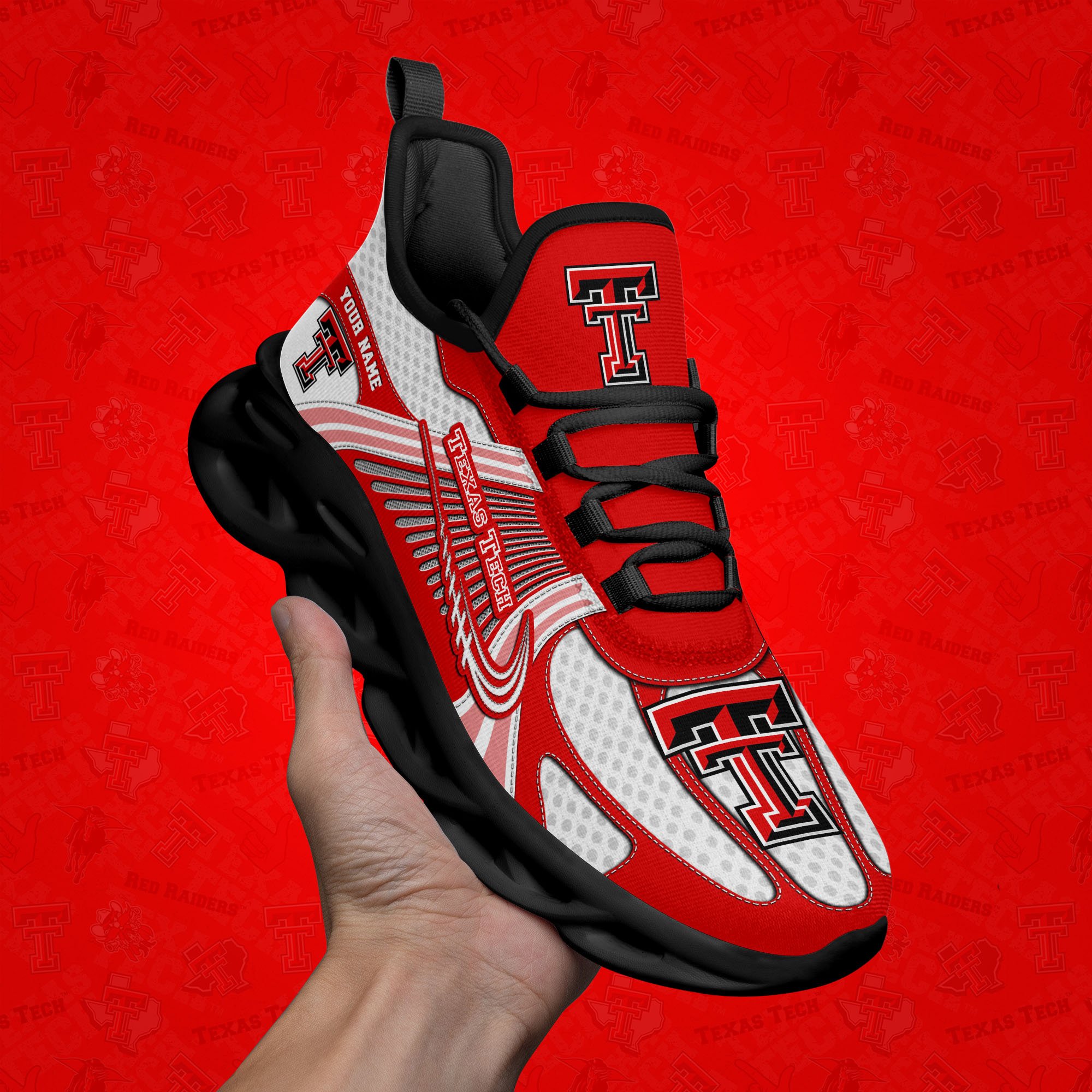 Texas Tech Red Raiders Clunky Sneakers Custom Your Name, Sport Sneakers, Sport Gifts For Fan, Gifts For Him