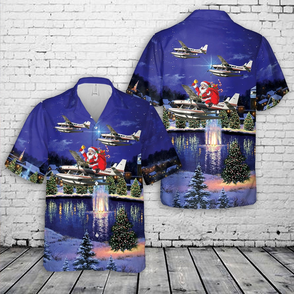 Tropic Ocean Airways Cessna 208 Caravan Christmas Hawaiian Shirt, Xmas Hawaiian Shirts, Christmas Aloha Shirts
