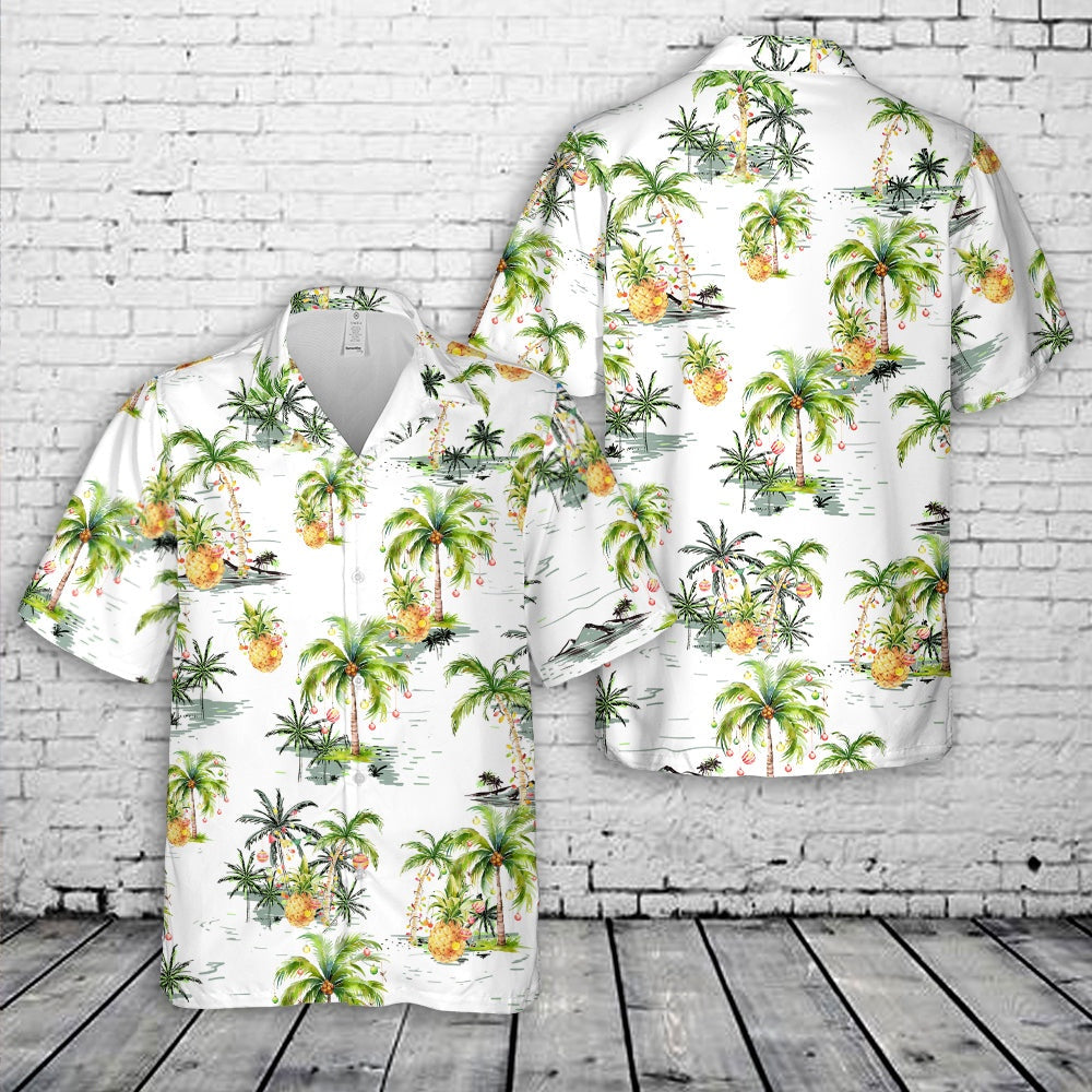 Tropical Palm Christmas Tree Hawaiian Shirt, Xmas Hawaiian Shirts, Christmas Aloha Shirts
