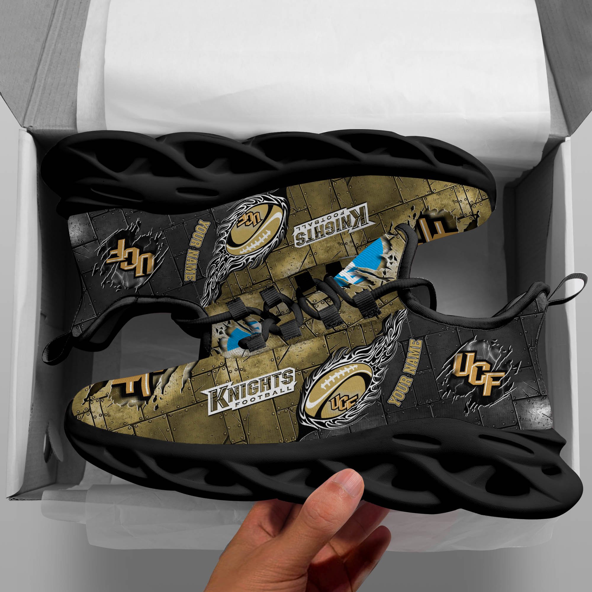 UCF Knights Black Max Soul Shoes 2025 Versions, White Max Soul Shoes Custom Your Name PH879