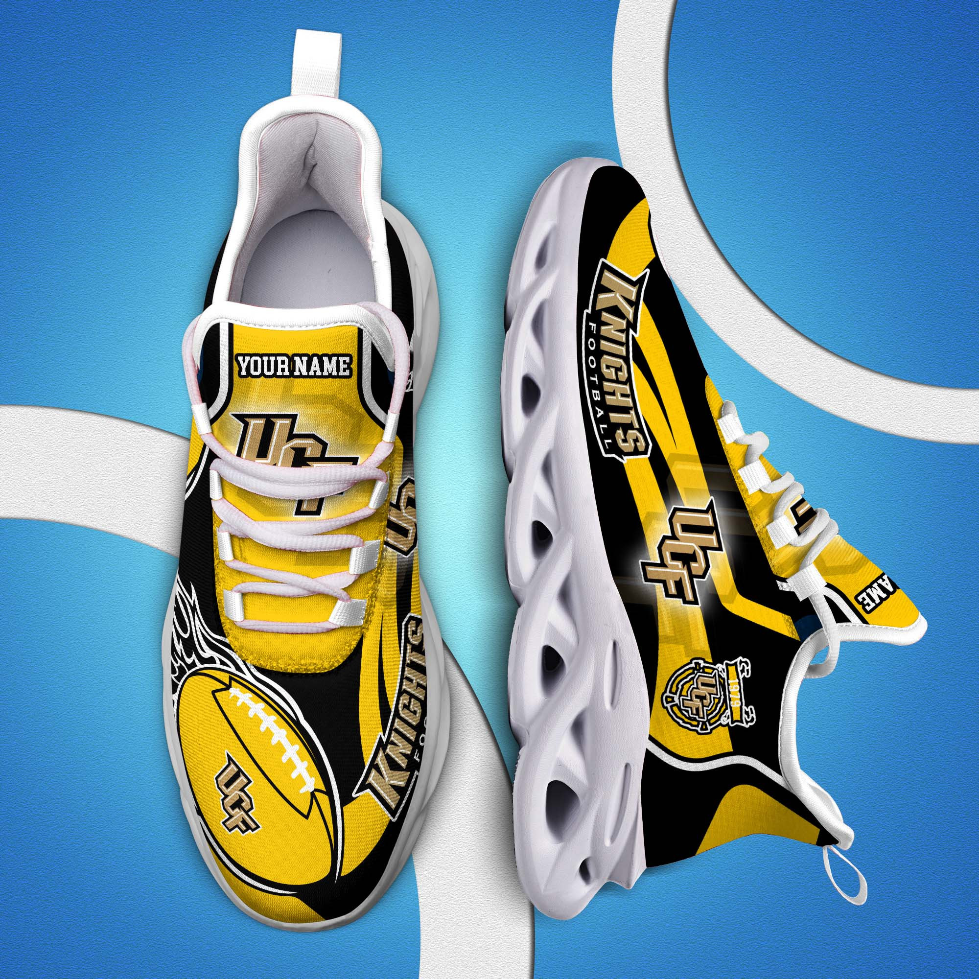 UCF Knights White C Sneakers 2025 Version Personalized Your Name 090