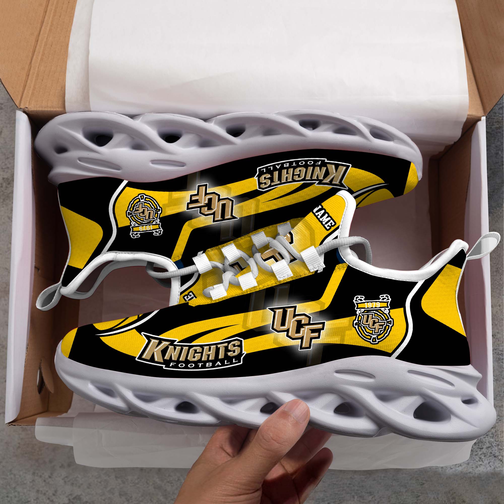 UCF Knights White C Sneakers 2025 Version Personalized Your Name 090