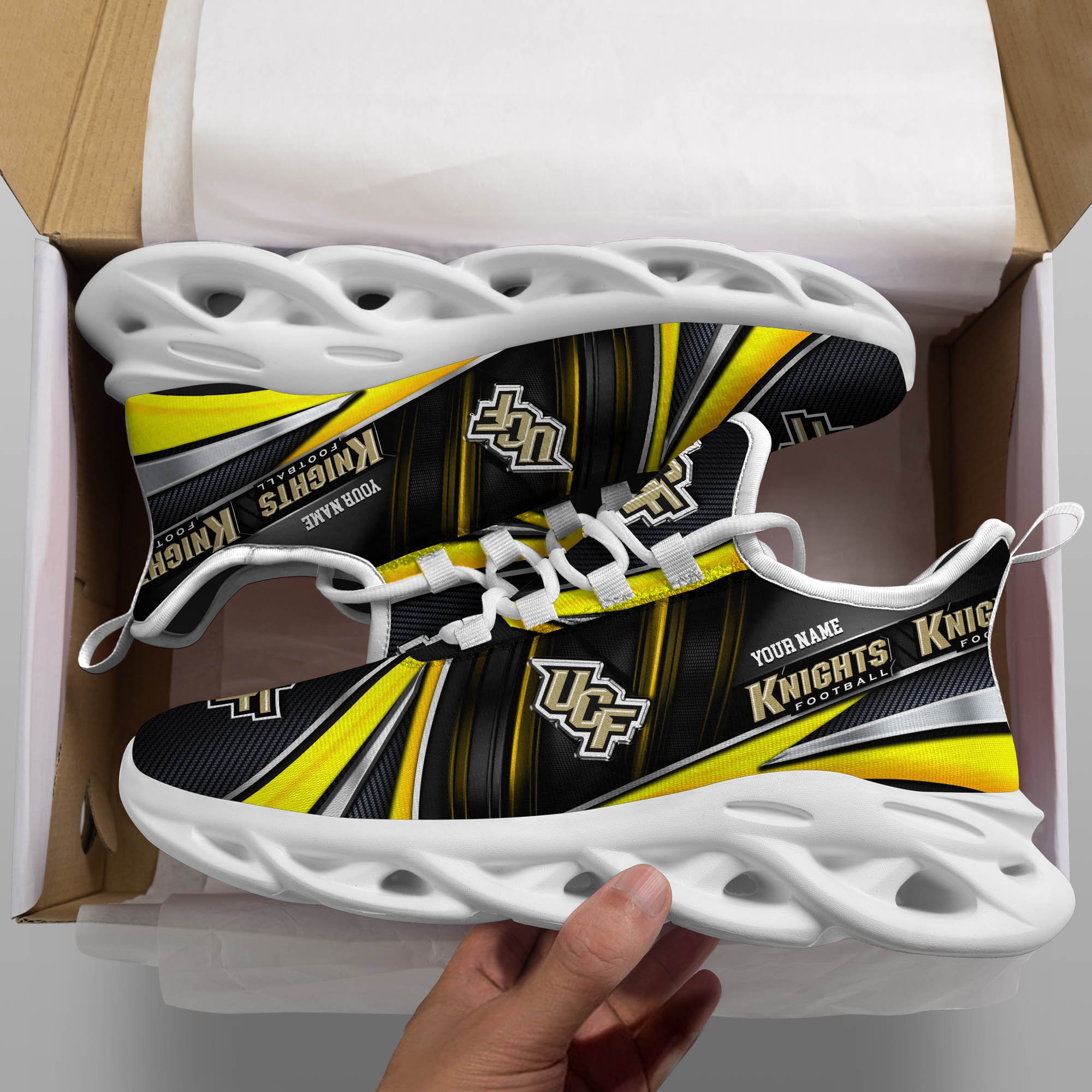 UCF Knights White C Sneakers 2025 Version Personalized Your Name, Sport Team Sneakers, Sport Gifts PH892