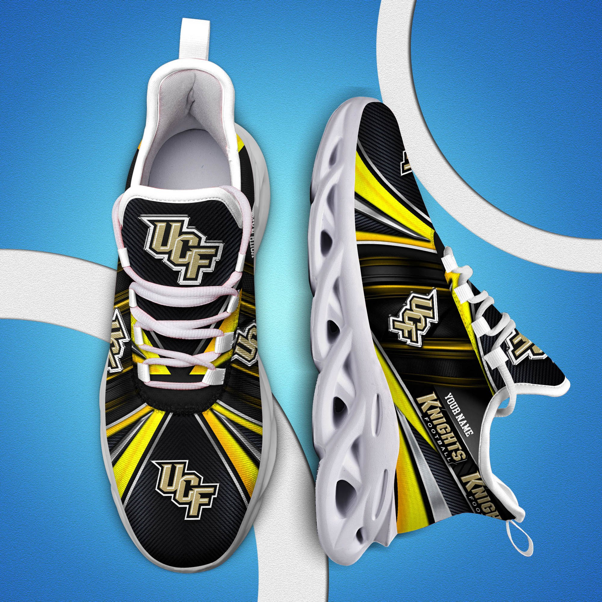 UCF Knights White C Sneakers 2025 Version Personalized Your Name, Sport Team Sneakers, Sport Gifts PH892